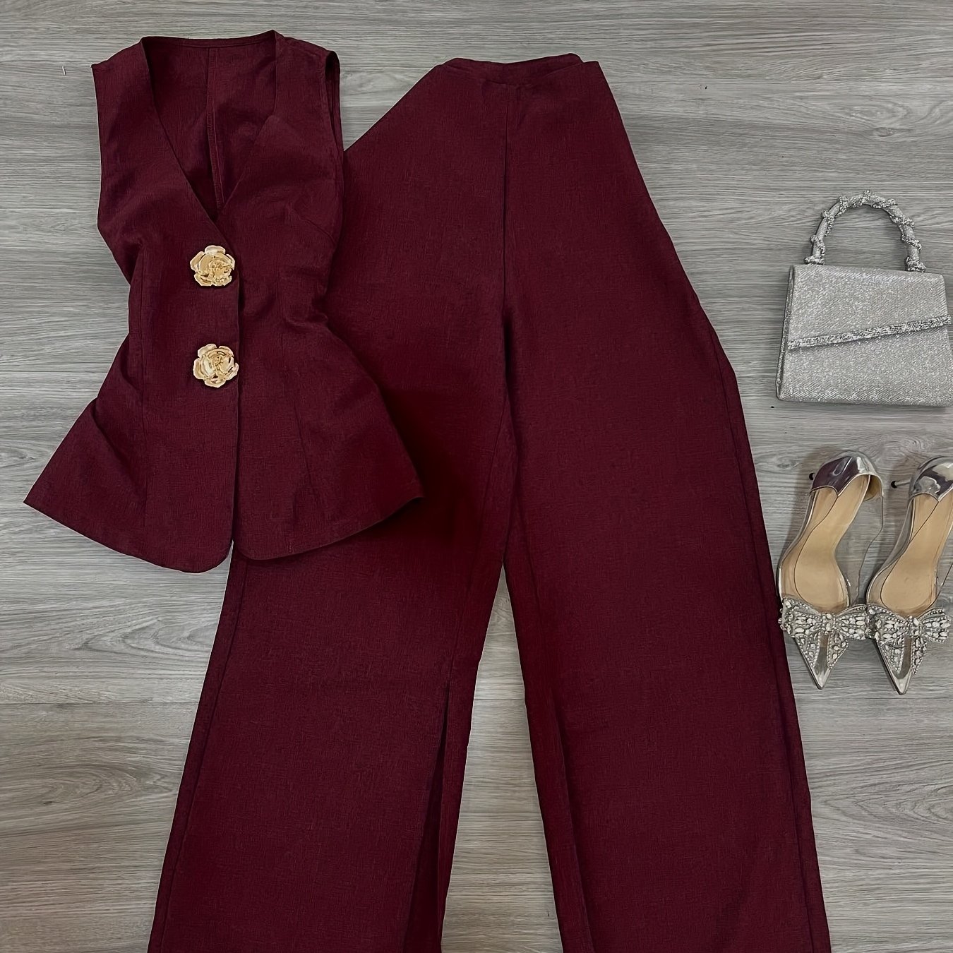 TEMU Conjunto de Chaleco sin y Pantalones para Mujer, Dos Piezas