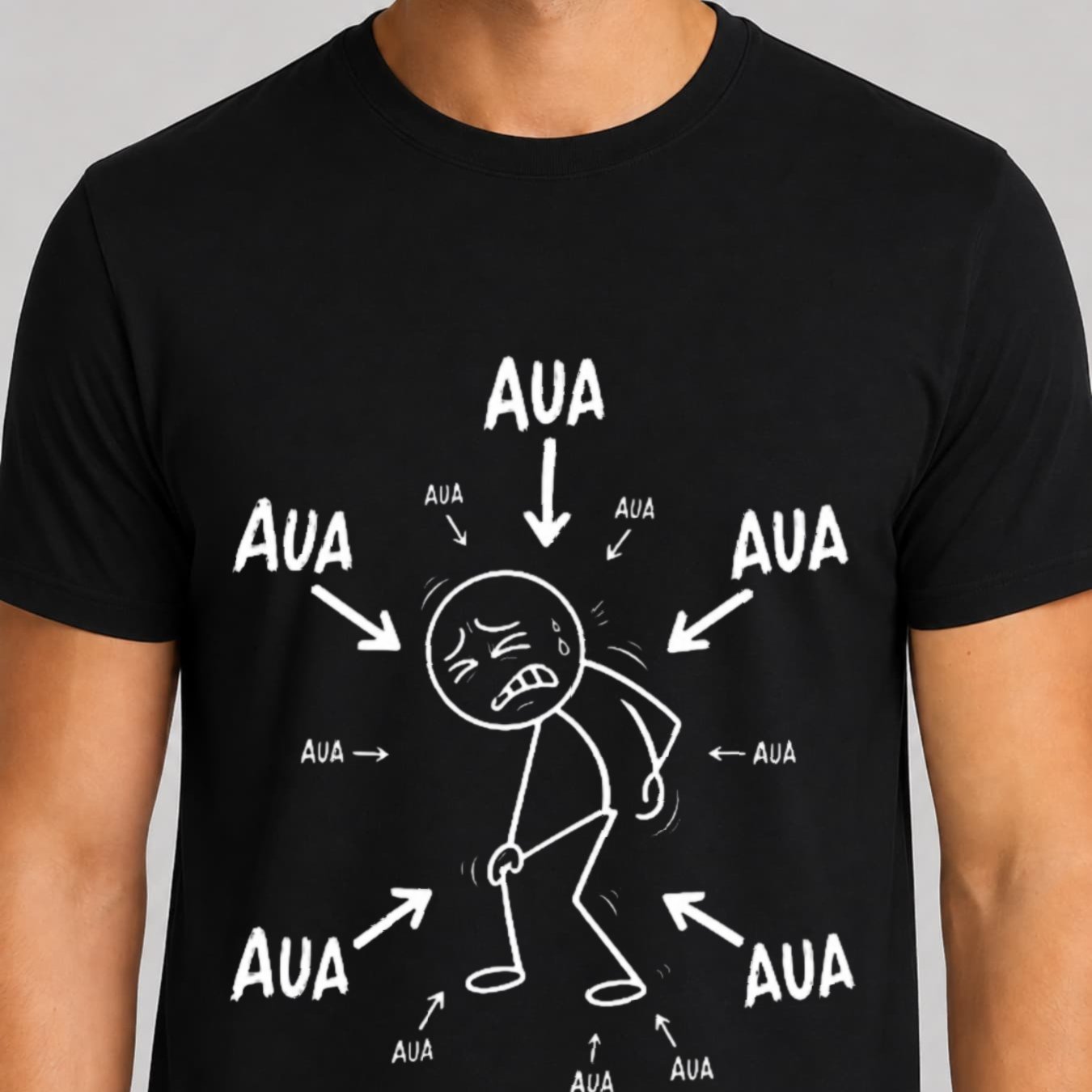 Aua Pain Body Ache Doodle T-shirt - Chalk Chart, Unisex Casual Round Neck Tee Suitable For Men's &, Machine Washable For - Wear, Themed Events & Everyday Use