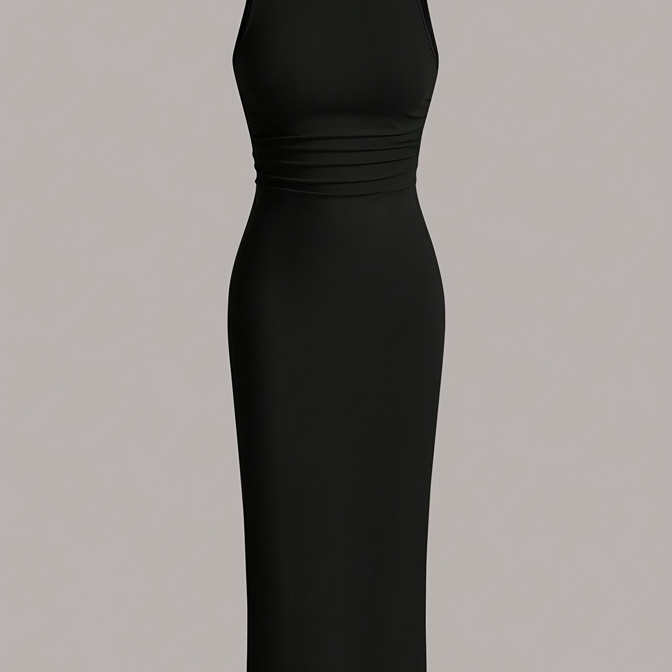 Image of Solid Color Pleated Waist Dress, Women's Summer Dress, Tea Party Dress