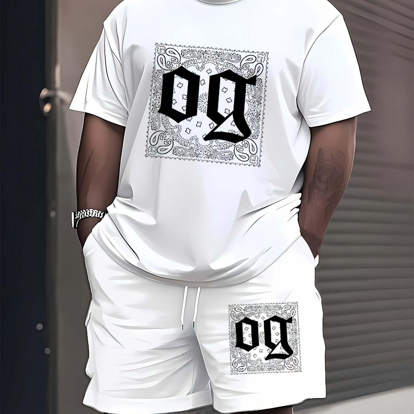 TEMU Oversized Men's Trendy Sweatshirt With Od Print, Designed For And , Perfect For Summer Trips. Stylish Yet Easy, This Large-sized T-shirt From 180g Pure, Plus Size