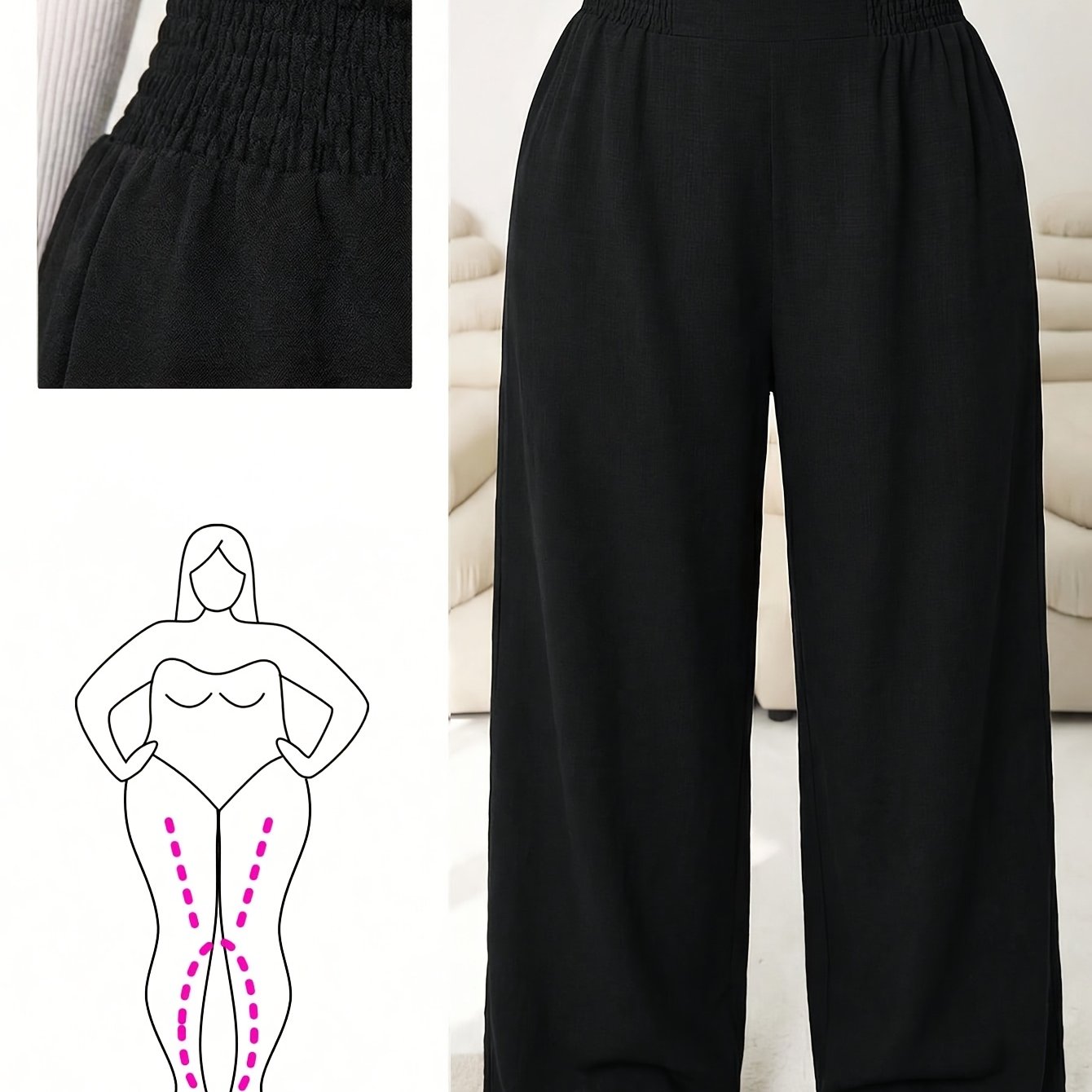 TEMU Plus Size - Plus Size - Plus Size New Style Casual Long Pants For Daily Outing, Party, Commute, Back To, Dating, Home, Birthday Party,