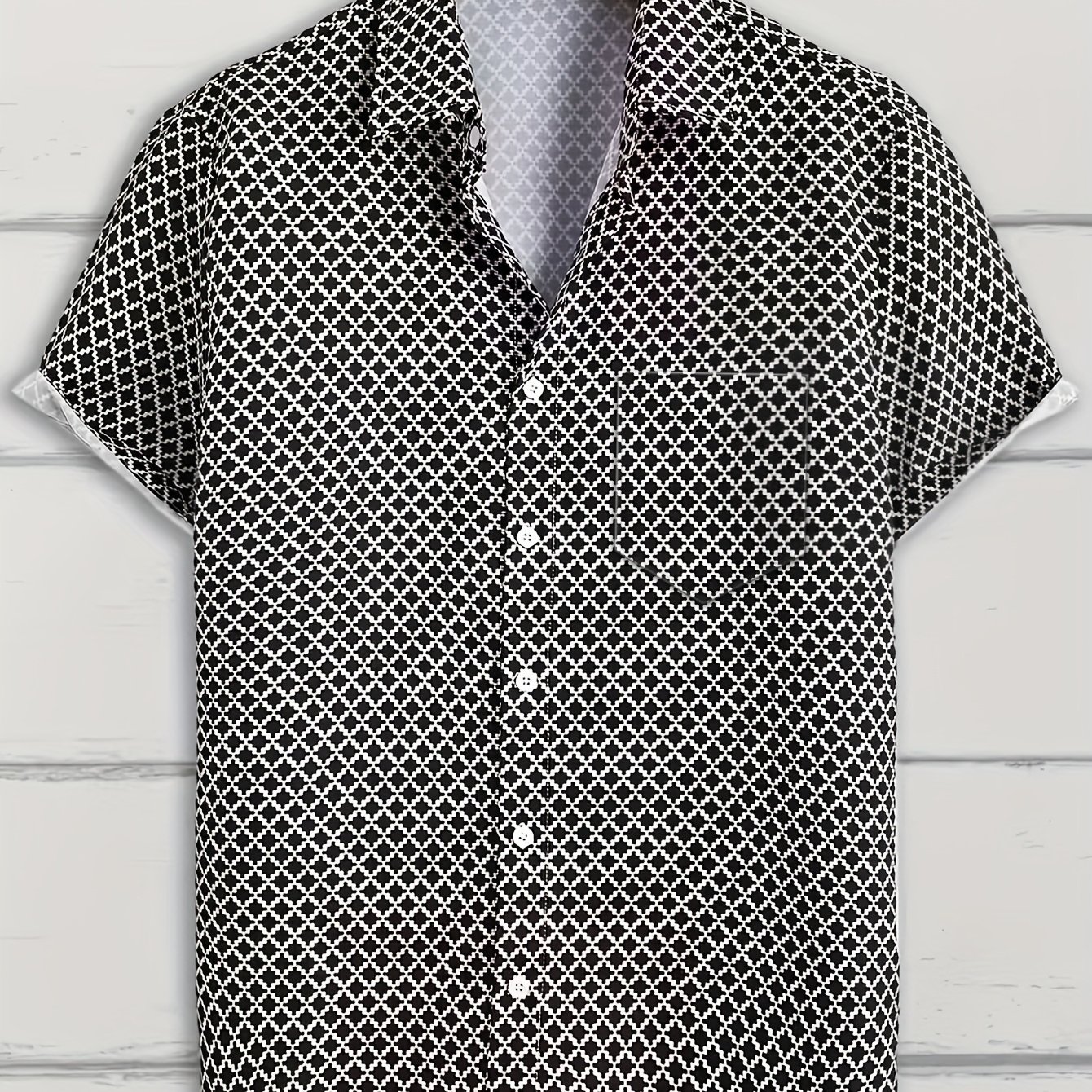 TEMU Men's Sports Casual Short-sleeved Print Shirt With Pocket Button Plus Size Men's Clothing Lightweight Comfortable Breathable Easy To Clean