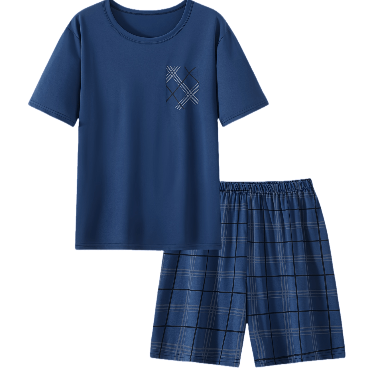 E-shop 2-teiliges Herren Sommer Paarungsset, dünne Pyjama, Kurzarm, Shorts, 2-teiliges Herren Sommer Set