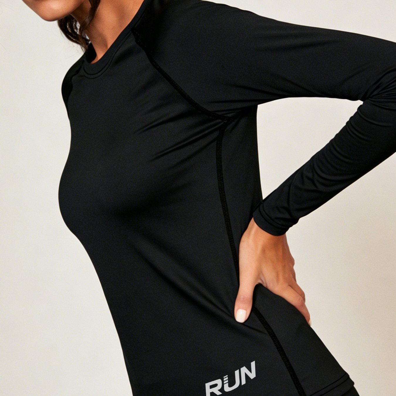 TEMU Women's Autumn/winter Round Neck Quick-dry Yoga Top, Breathable Running And Fitness Apparel, Printed Raglan Long Sleeve Training Top
