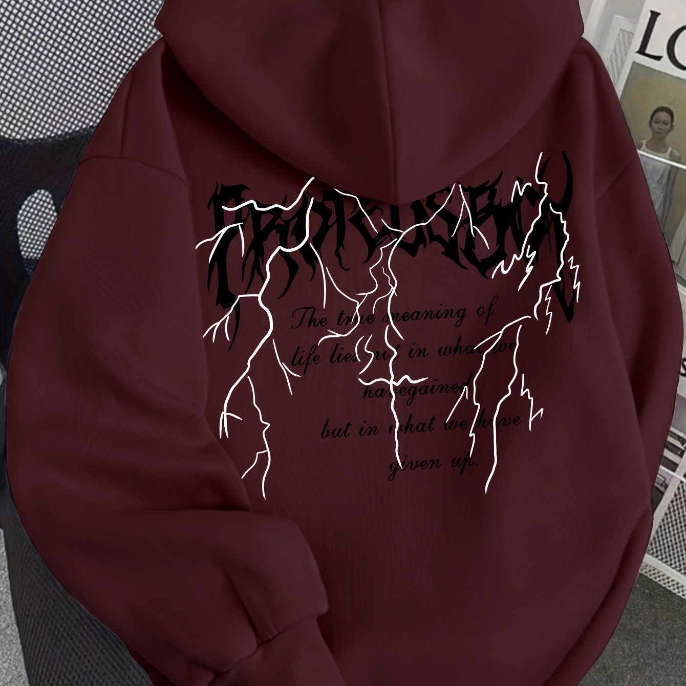 TEMU D92-women's Fashion Hooded Sweatshirt, Trendy With English Letters Double Print, Spicy Spring/autumn Versatile Top - Wzh1011