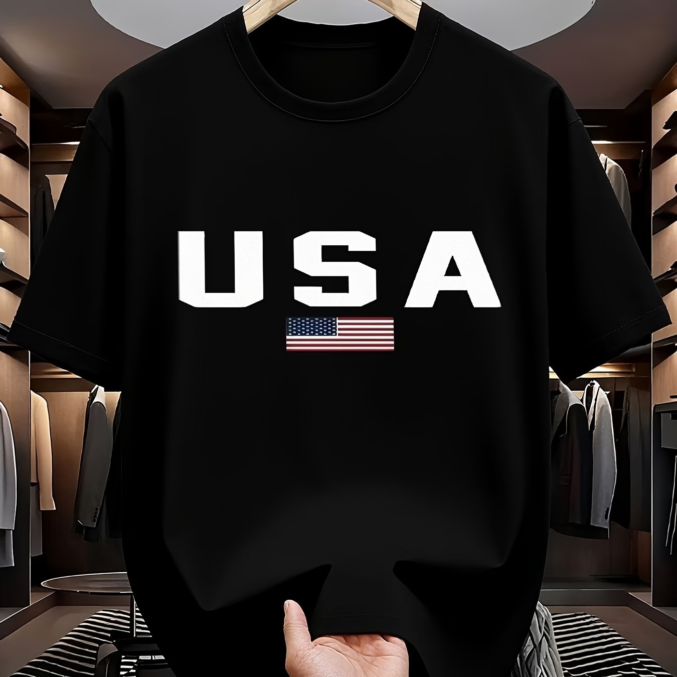TEMU Men's Short Sleeve Tshirt Novelty 2d Letter, Print Loose Neck Breathable Quick Dry Casual Top For Daily Work Outdoor Travel 100% Polyester
