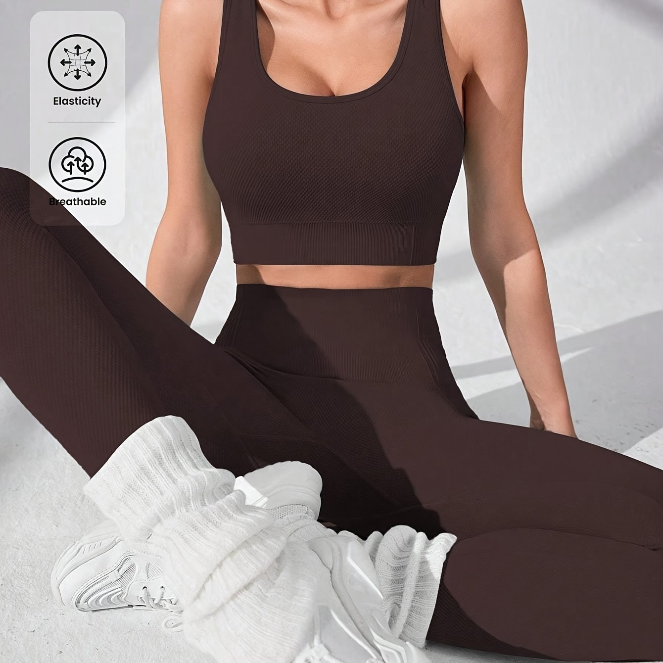 Wx619+9k619in Stock Yoga Outfit Set, Seamless Nylon Quick-dry Moisture-wicking Breathable Fitness Running Sportswear