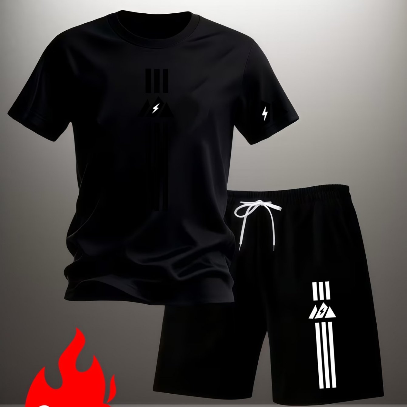 TEMU Men's Casual Sporty Fashion Short-sleeve Top And Shorts 2pcs Set, Versatile Outfit For Outdoor Running, Fitness, Home, And Daily , In Multiple