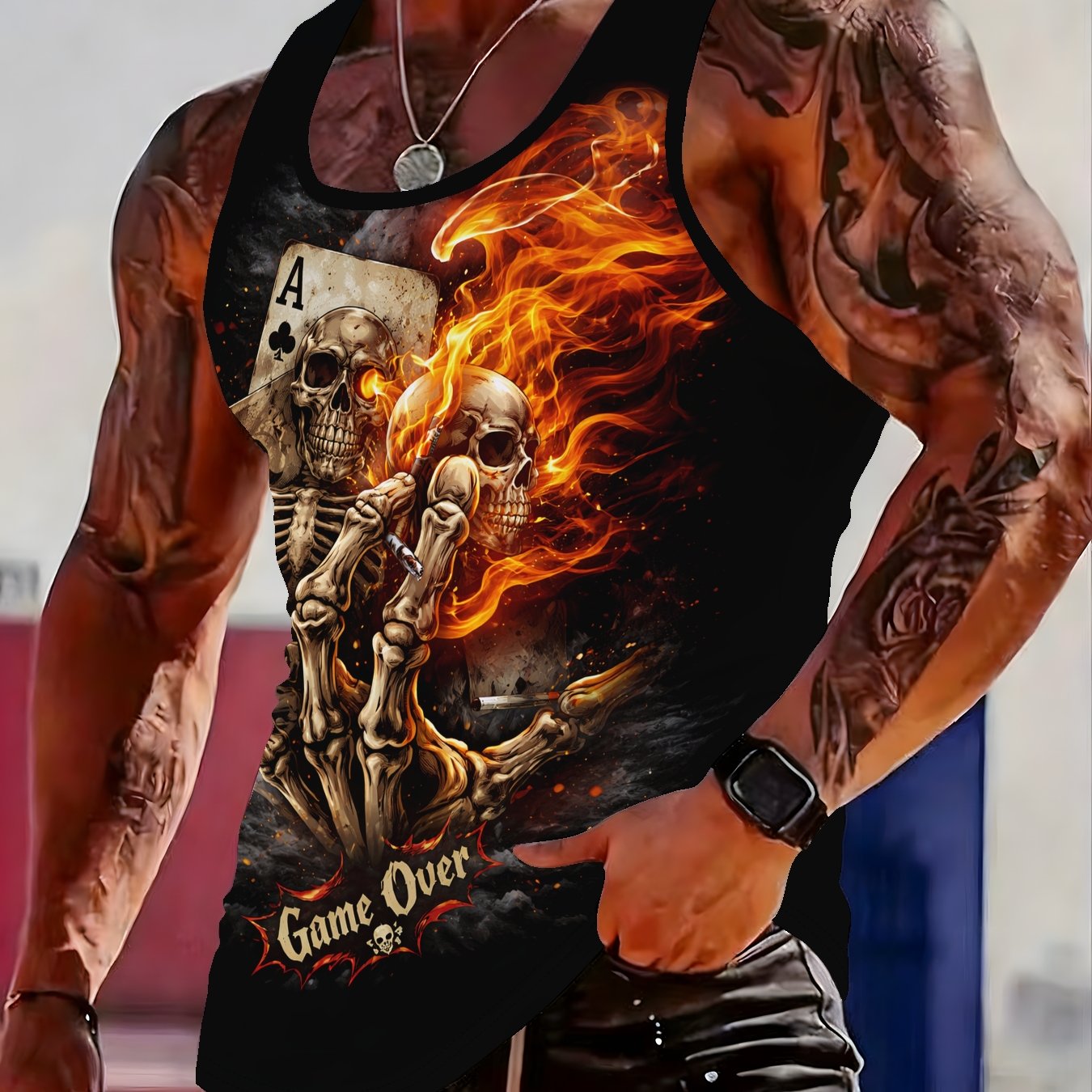 TEMU Men's Sleeveless Vest, Lightweight And Breathable , Four-season Holiday Casual Wear