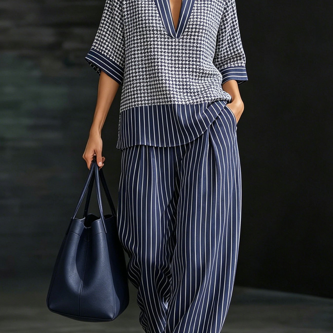 TEMU 2026 New Modelwomen's Elegant And Stylish Short-sleeve Long-pants Two-piece Set, Casual Loose-fitting Everyday Outfit, Breathable Summer