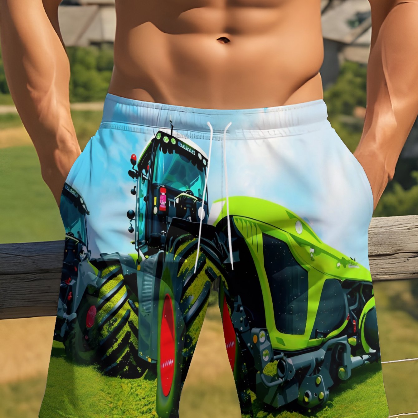 TEMU Shorts With And Print, Featuring A And Background, And A Lace-