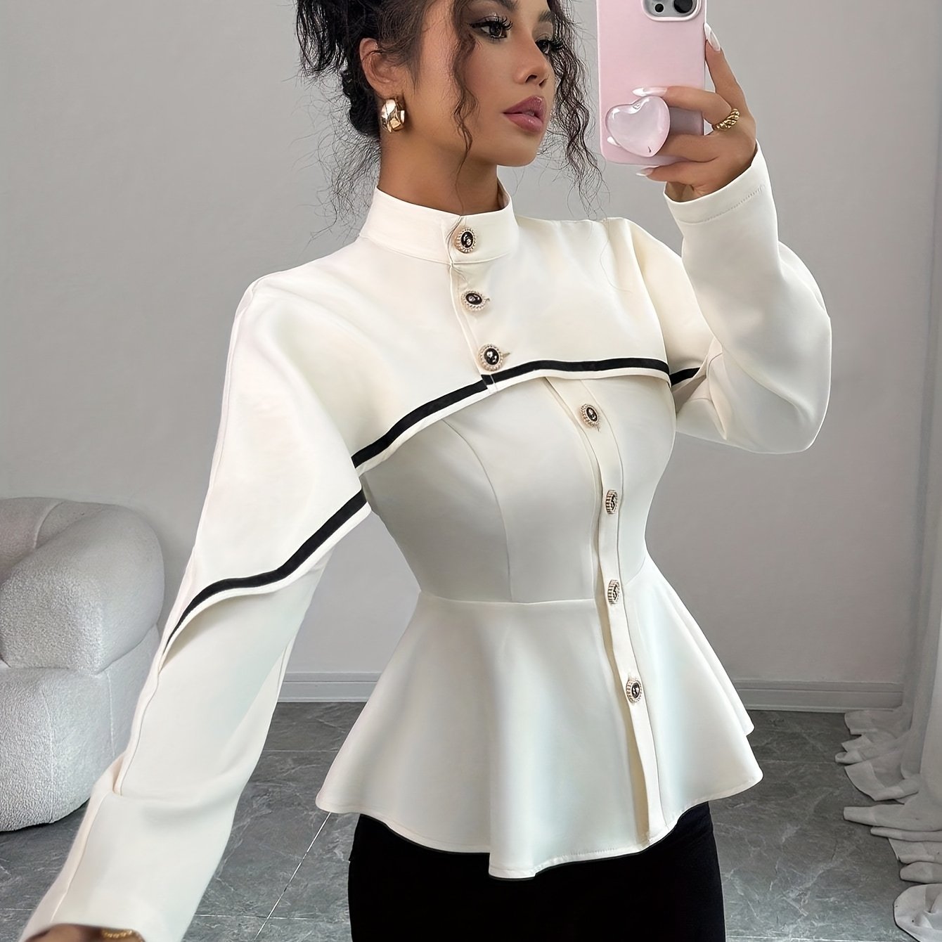 TEMU Women's Regular Solid Color Elegant Jacket Fall Winter Cloth For Women