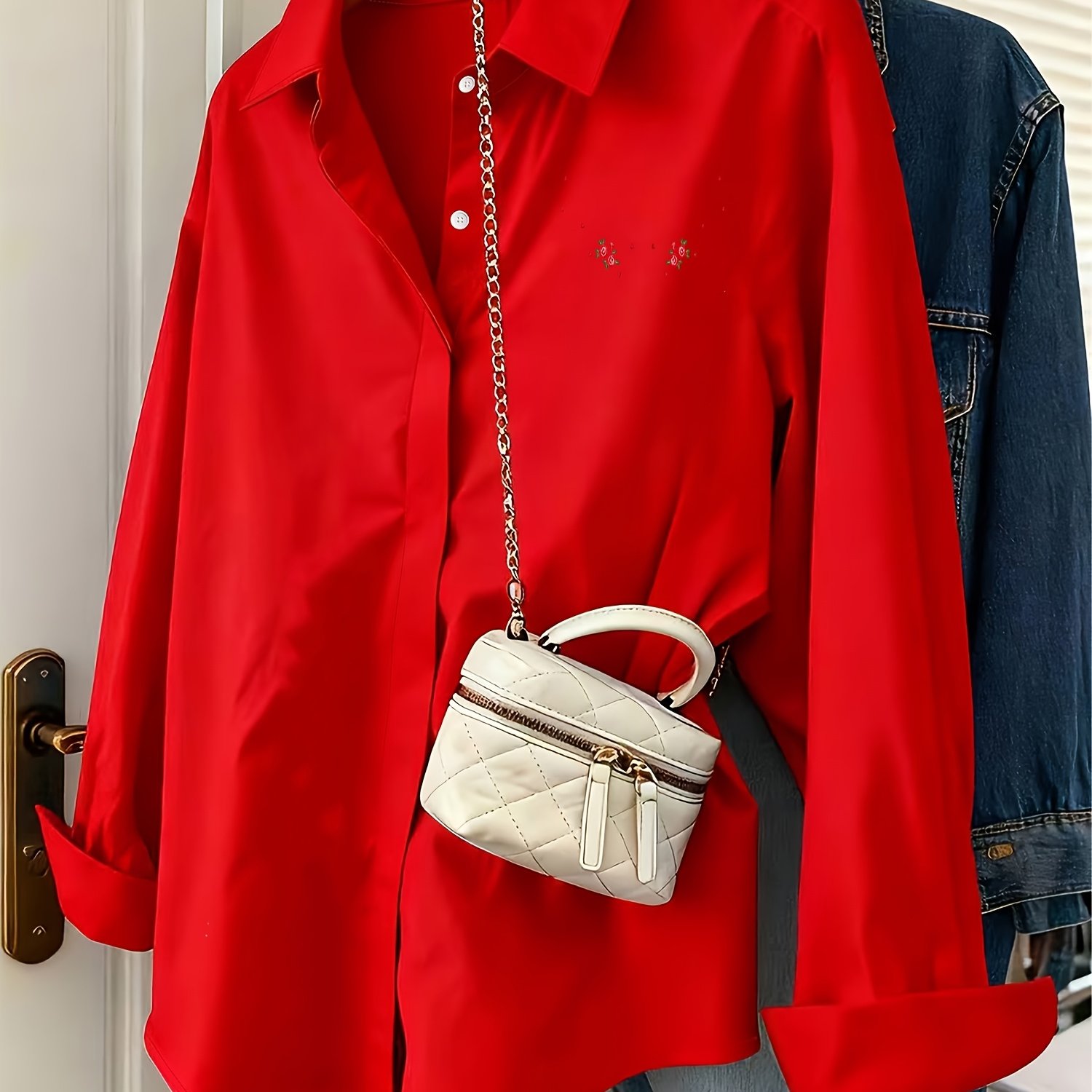 TEMU Solid Color Shirt Women's New Style, Cute And Casual Loose Long Sleeve Top With Niche Design