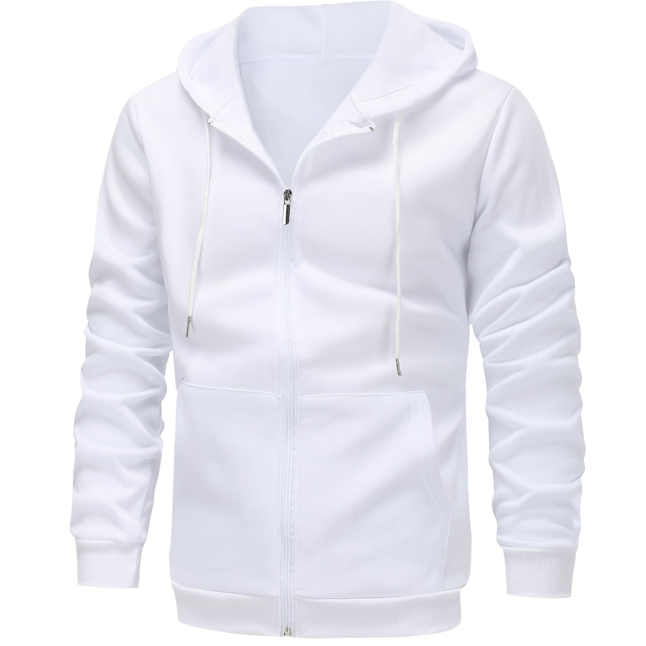 Men's Casual Zip-up Hoodie With Fleece Lining - Black Long Sleeve Jacket For Spring & Fall, Comfortable Pullover With Front Pockets, Casual Wear Hoodie | Classic | , Essential Hoodie