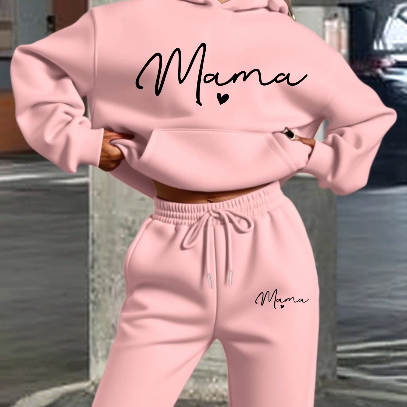 TEMU New Printed Women's Hooded Sweatshirt And Long Pants Set, Hooded Long-sleeved Casual Shirt Set, Casual Drawstring Sweatshirt. Loose Fit, Machine