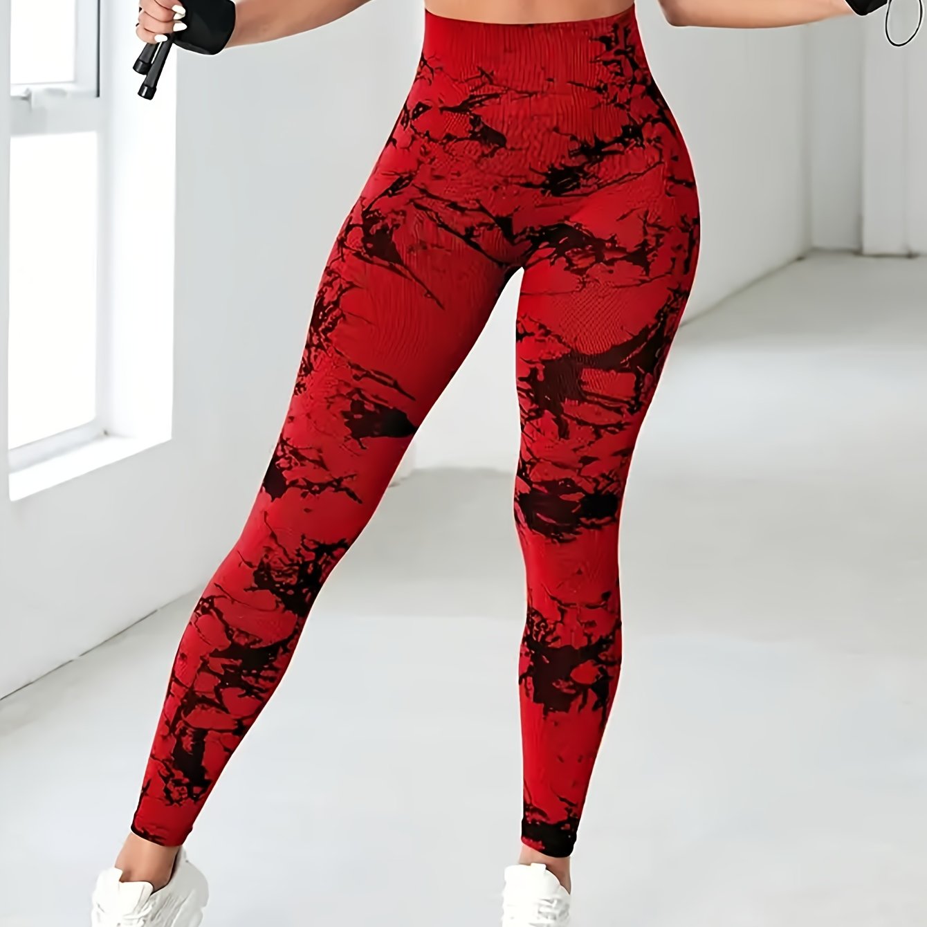High-waisted Tie-dye Yoga Pants For Fitness, Shaping, And Stretch