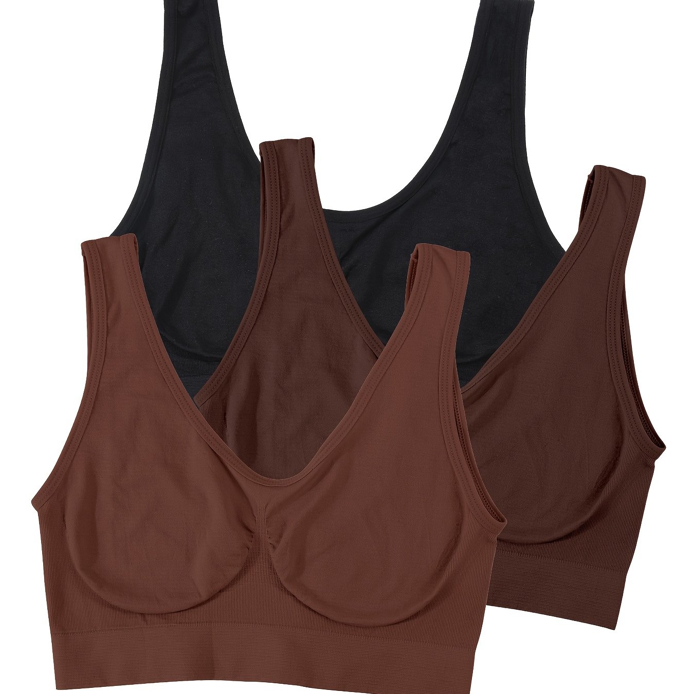 Image of 3pcs Women's Sports Bras, Comfortable High-stretch Wireless Running Bras, Lightweight And Breathable Women's Tank Tops