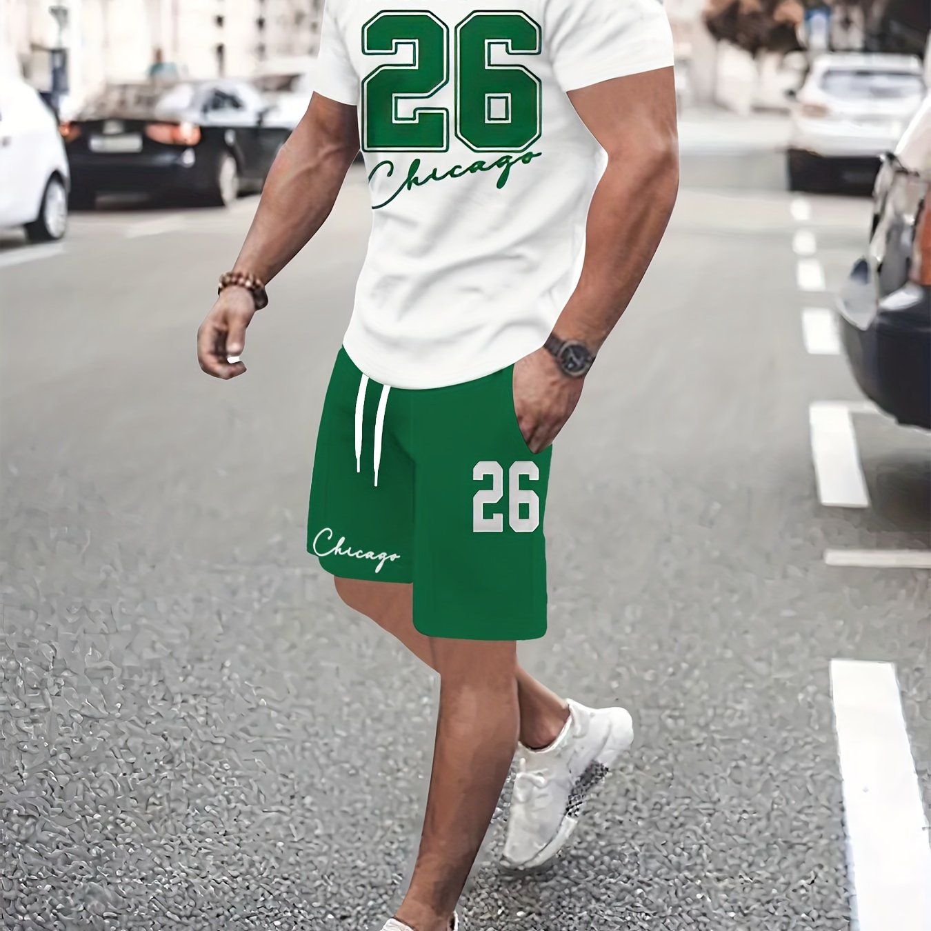 TEMU The Print Two-piece Set Includes A Comfortable Round-neck T-shirt And Casual Drawstring Shorts, Perfect Lightweight Summer Wear For Daily Life