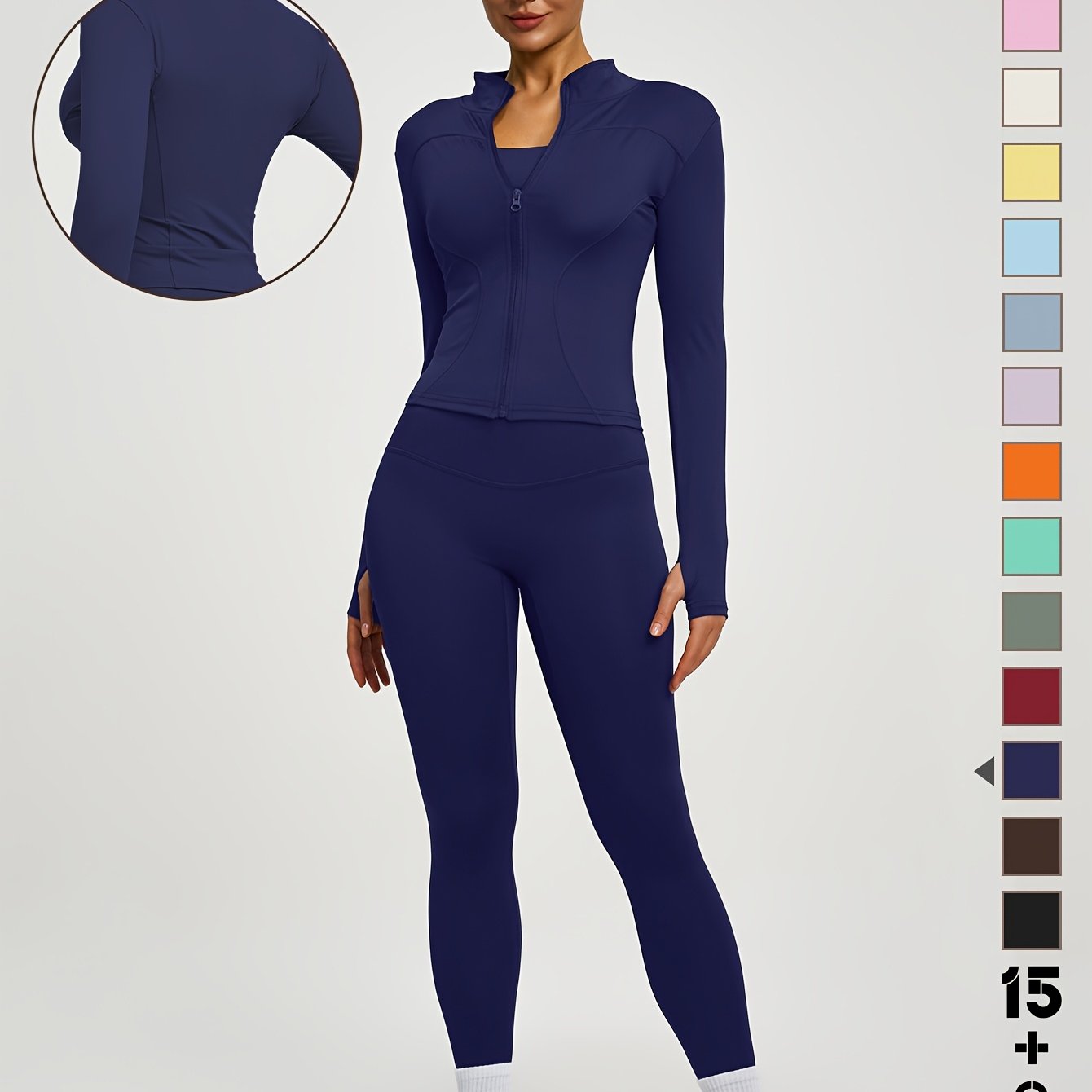 TEMU Conjunto Deportivo de Yoga para Mujer de 2 Piezas - Chaqueta y Pantalones de Yoga Elegantes y Reveladores, Adecuados para Entrenamiento de