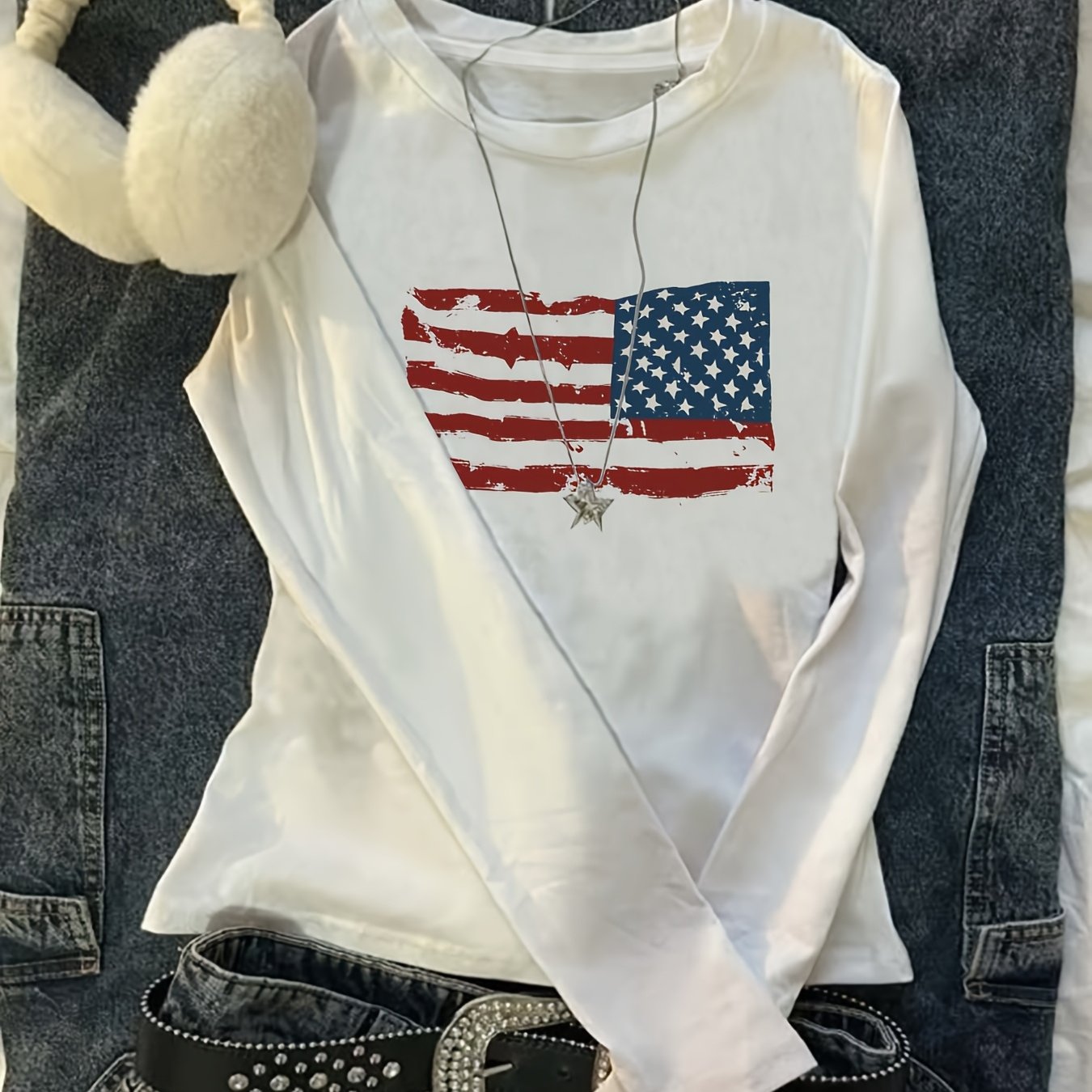 TEMU 1pc New Women's Casual Top, Western Trendy Ins Slim Elegant Beautiful Long Sleeve T-shirt Base Layer, Niche Street Style Waist Fashion Cartoon