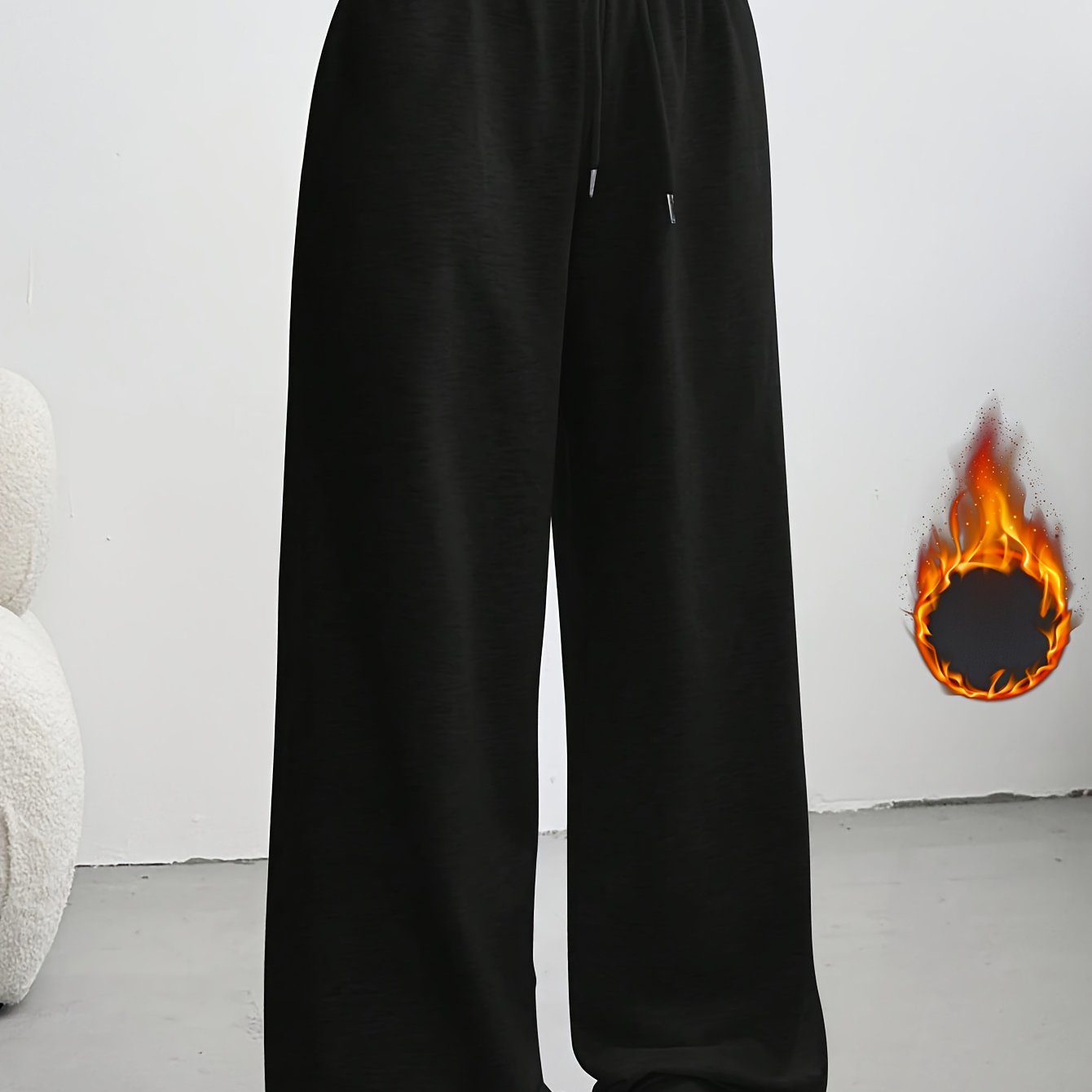 Ezwear Women's Plus Size Wide-leg Pants With Elastic - Low-rise Drawstring Sweatpants,, Graduation - -season Comfortable Loose Trousers