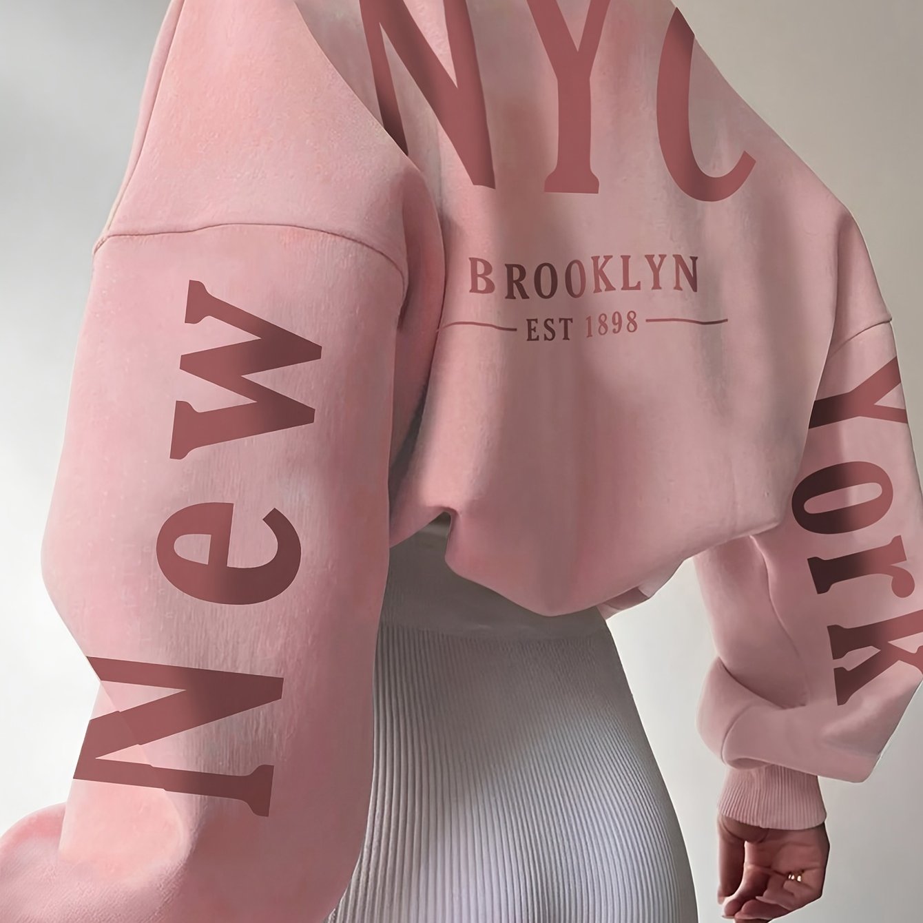 Women's Autumn And Winter Casual Loose Letter Print Drop Shoulder Long Sleeve Round Neck Sweatshirt Women's Clothing
