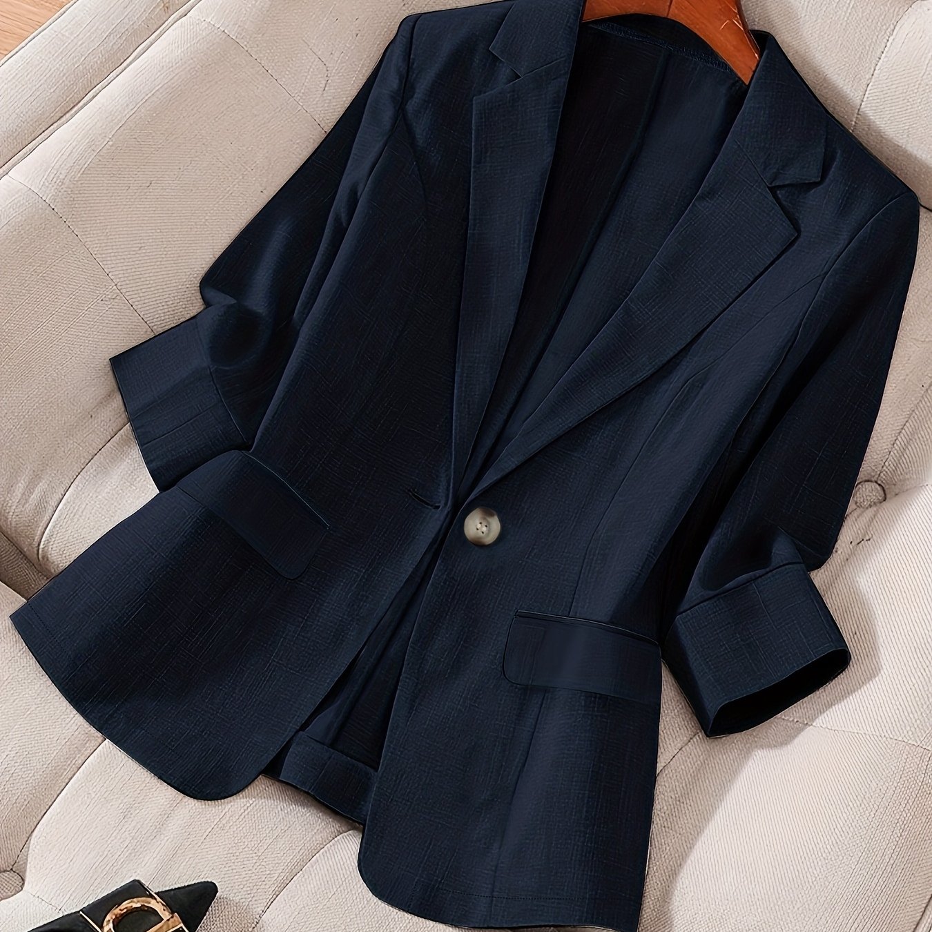 TEMU Elegante Chaqueta de Traje Delgada para Mujer, Estilo Moderno para el Desplazamiento, Versátil para y Otoño, Ropa de Oficina