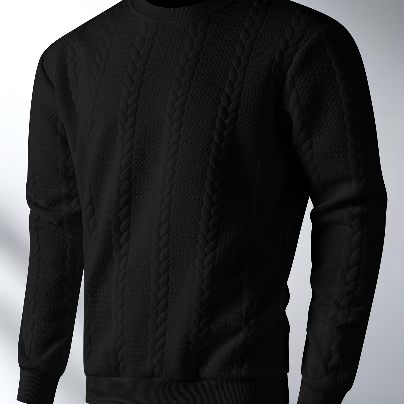 Image of Men's Fashion Hoodies & Sweatshirts Men's Crew Neck Sweatshirt Jacquard Design Casual Streetwear Hoodie Long Sleeve T-shirt Sports Sweatshirt Men's Casual Wear Hem