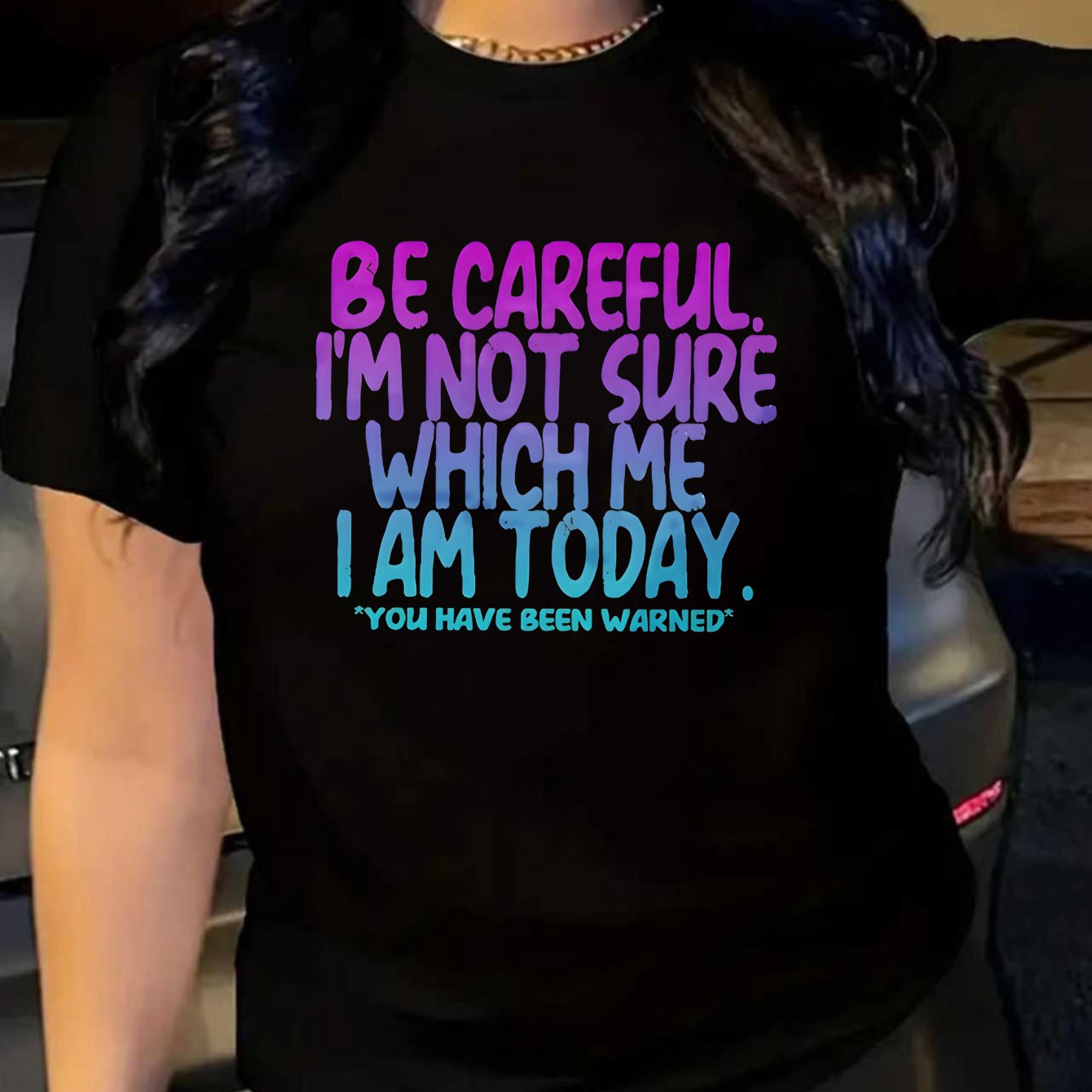 TEMU Plus Size Women's Clothing Women's T-shirt Fashionable Versatile Be Careful Im Which Me I Warned