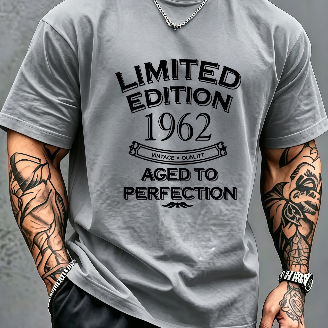 TEMU Men's Edition 1962 Vintage T-shirt - Vintage 1962 Printed Round-neck Short Sleeve Tee, Soft 100% Polyester, Machine Washable Regular Fit Casual