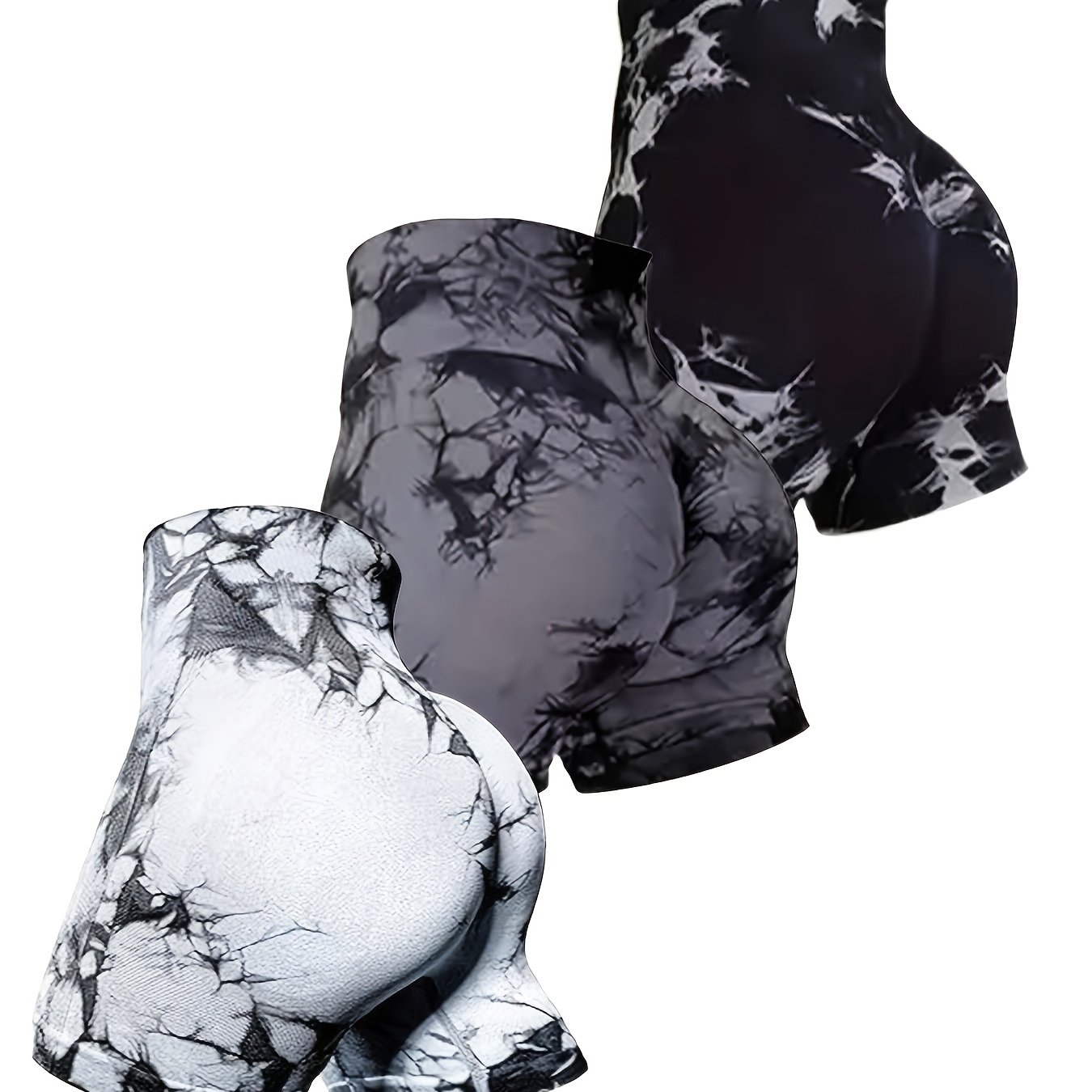 TEMU Lot de 3 shorts de yoga taille haute pour femme, effet fessier remontant - Shorts d'entraînement à séchage rapide pour le ventre, adaptés à de