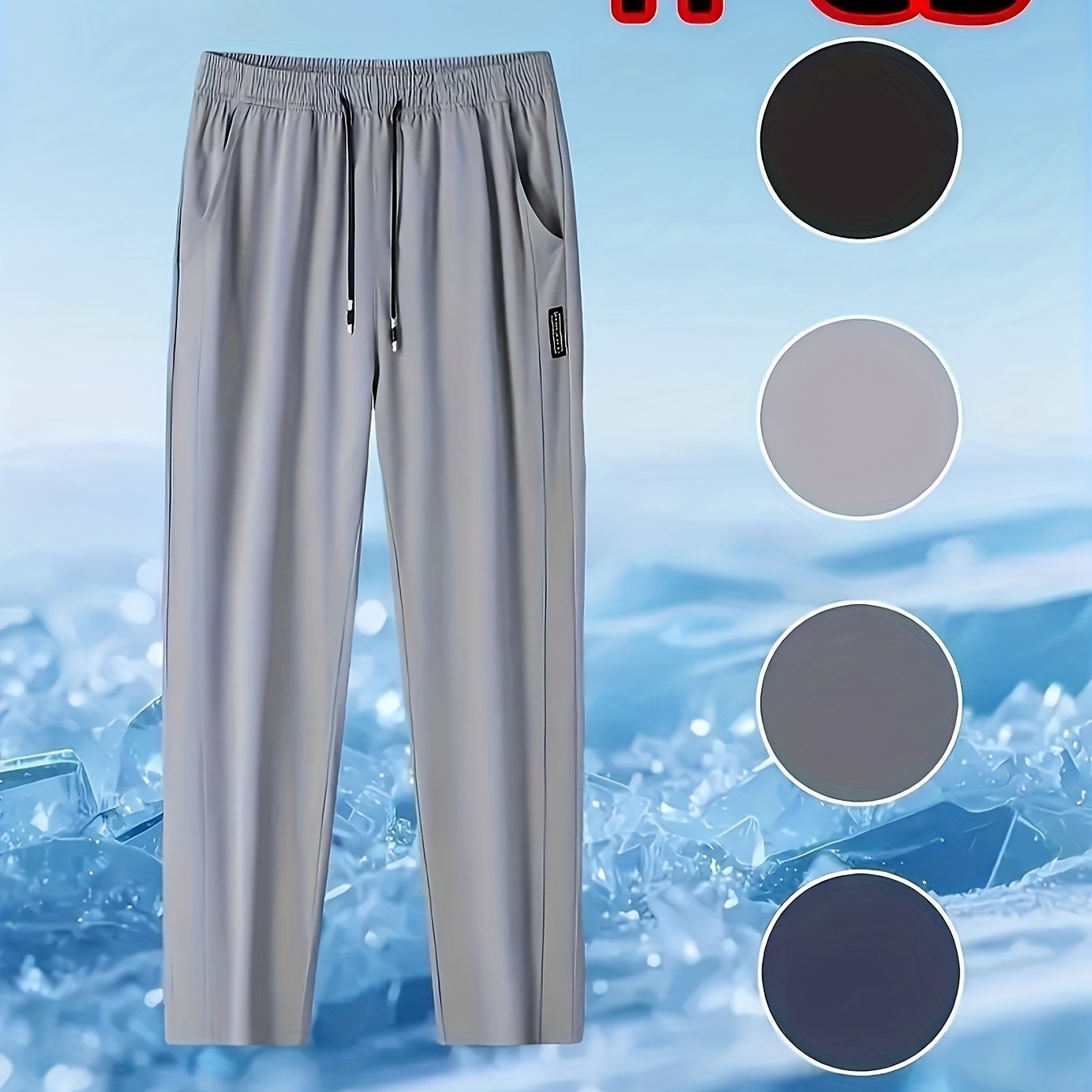 TEMU 1pc Men's Casual Athletic Pants - Lightweight Polyester, Elastic Drawstring Waist, Solid Color With Pockets, Suitable For Spring Outdoor