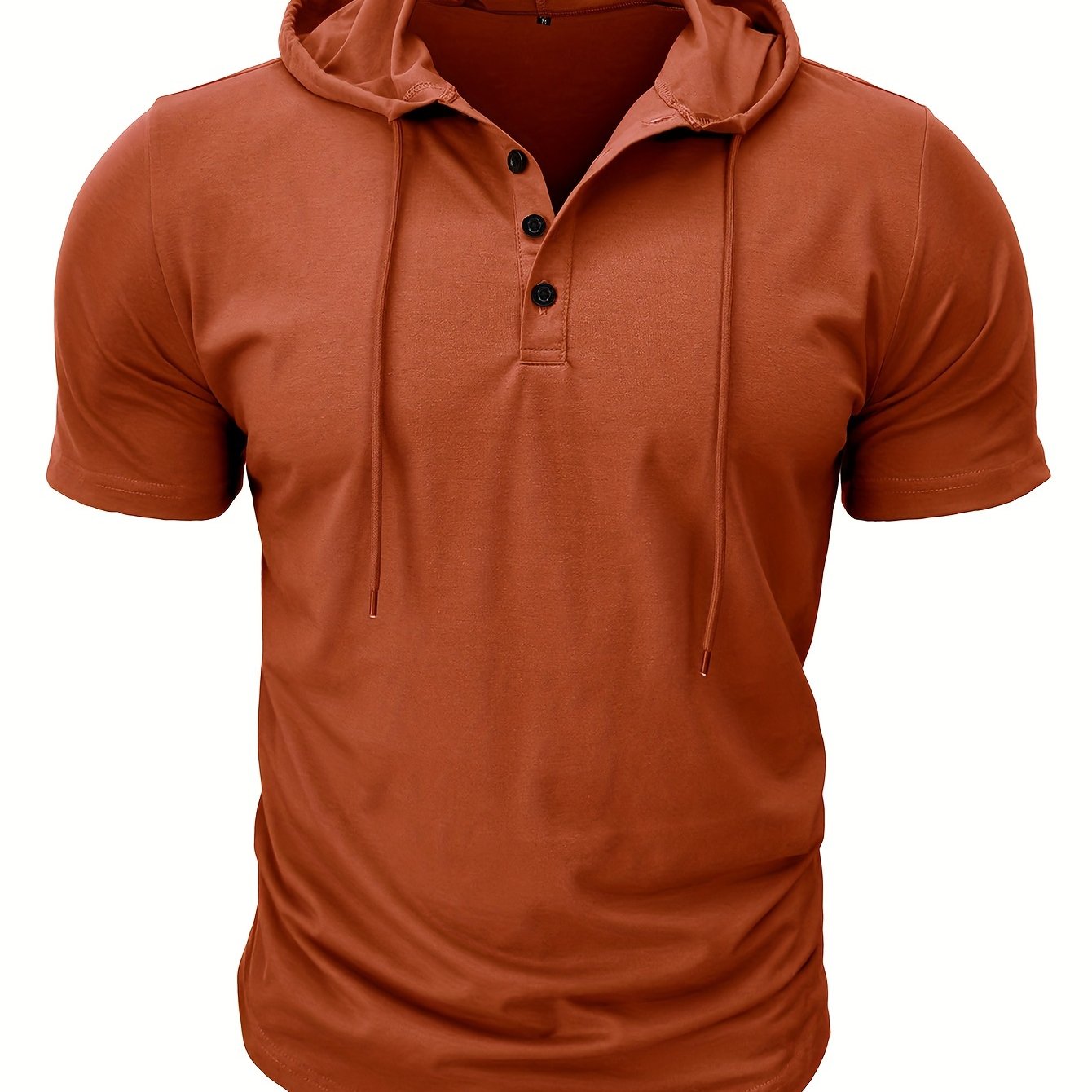 Mens Short Sleeve Hoodies T Shirt Tops Sweatshirts Loose Drawstring Solid  Summer