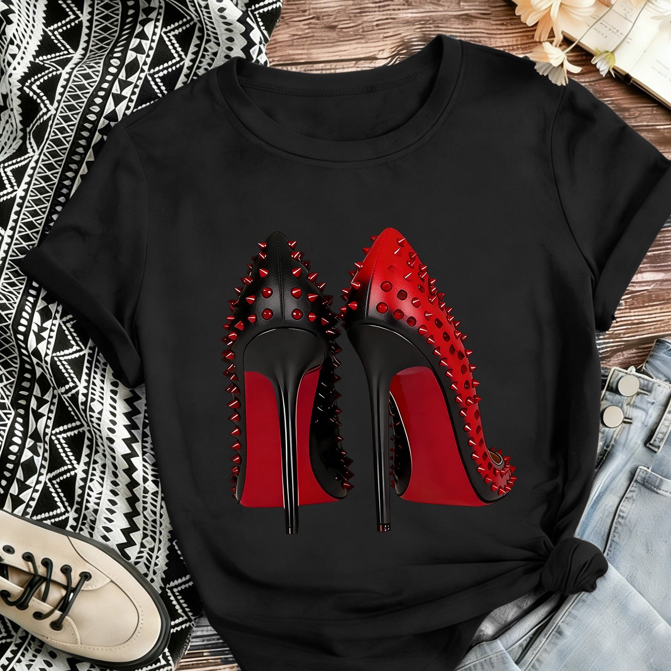 TEMU Short-sleeved T-shirt For Women With A Fashionable Print - Trendy And