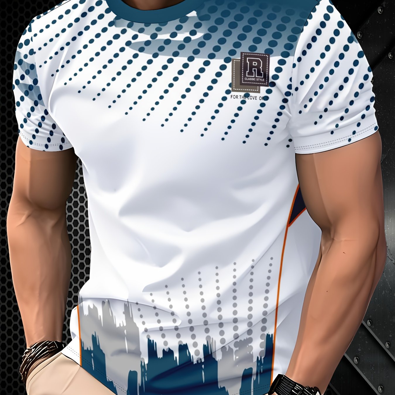 TEMU Men's Casual Sports Top, Polyester Fabric, Regular Fit, Fashionable Casual Crew Neck Top, Stylish And Easy To , Polyester Men's T-shirt New
