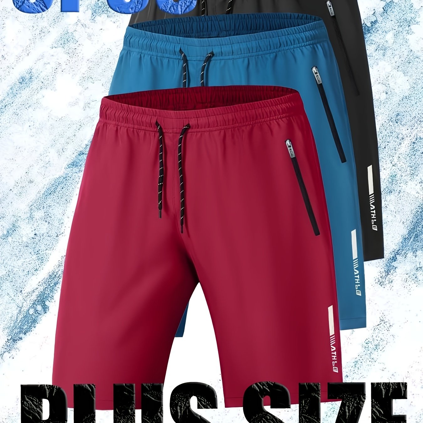 TEMU 3pcs Men's Casual Sports Long Shorts, Summer New Style, Extra Large Size, Extremely Loose Fit., Plus Size