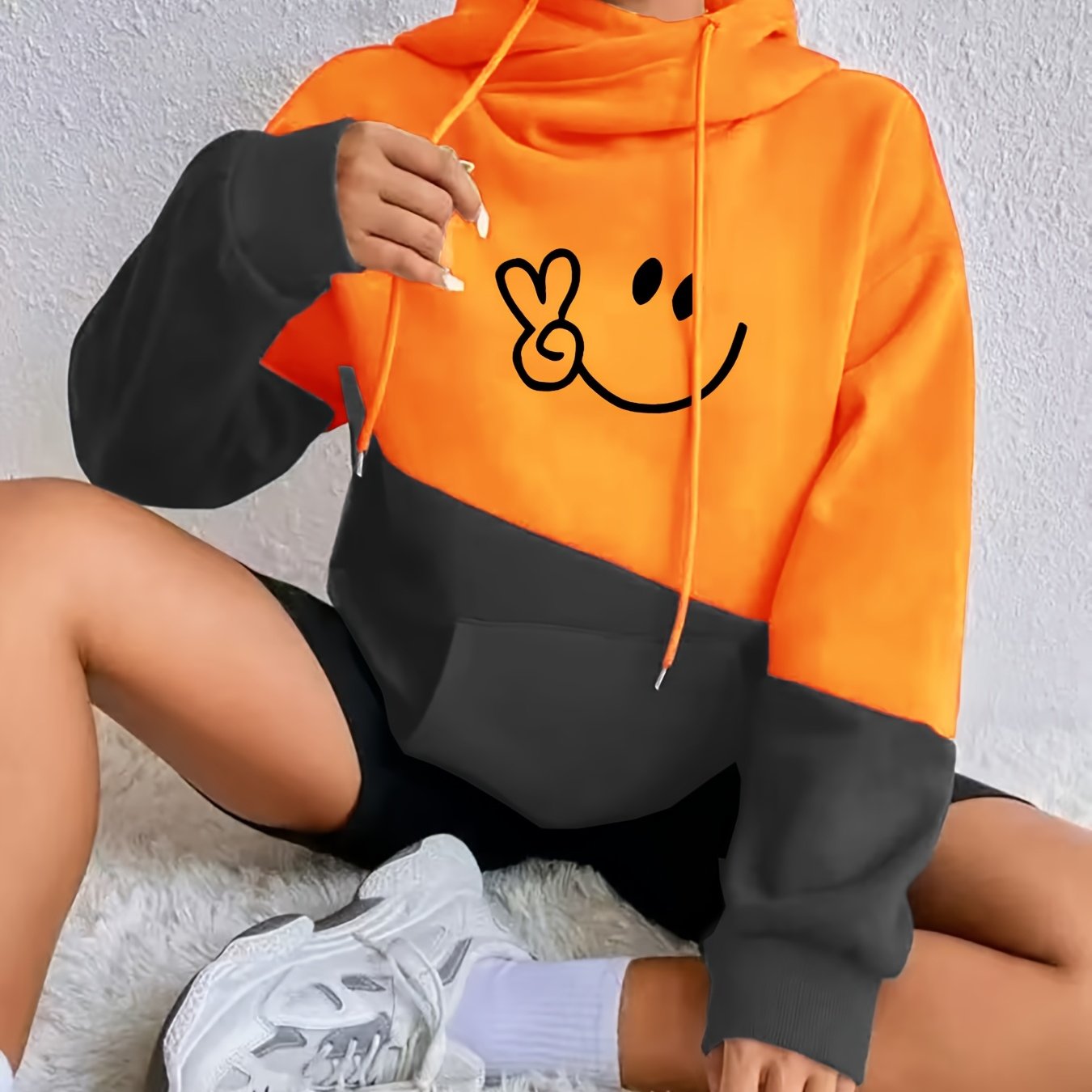 Essential Fall/winter Item For Western Women: Color-block Kangaroo Pocket Hoodie, Comfortable And Fashionable, , Fleece-lined Style, Comfortable And Warm, Machine Washable