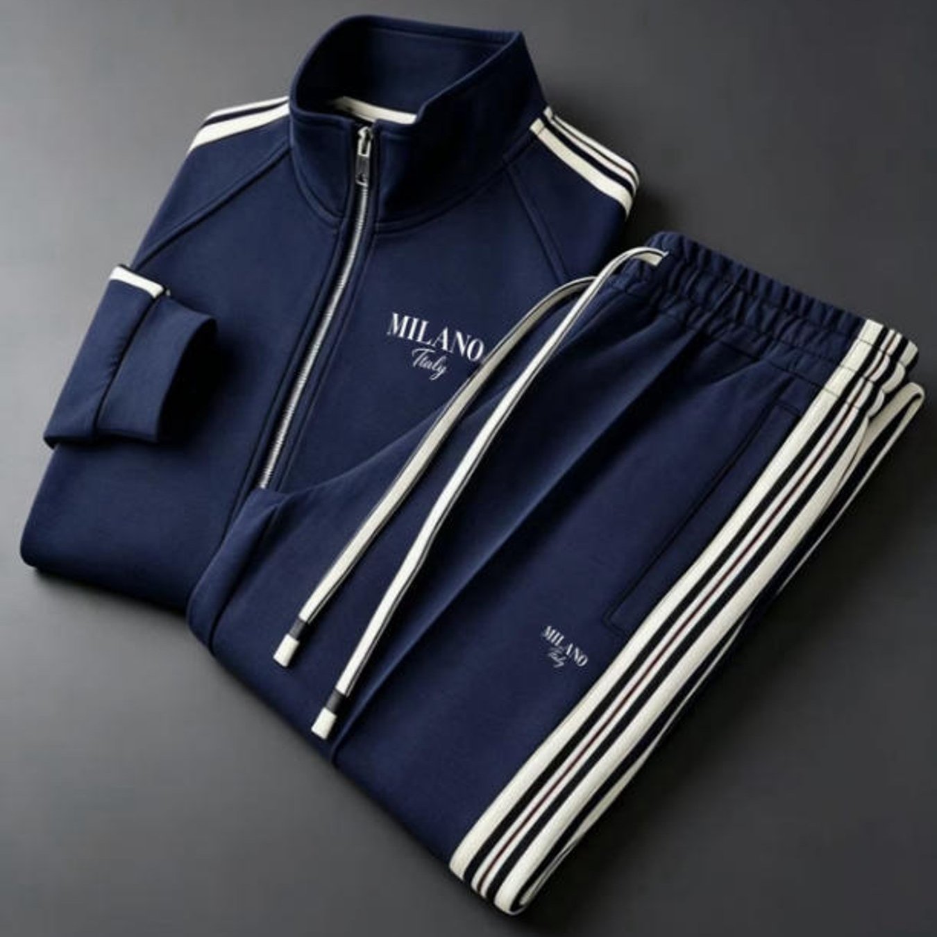 Image of Men's Fashion Style Trendy Striped Italy Logo Track Suit Sportswear For Adult Men Holiday Gift Daily Wear Plus Size Men's Clothing
