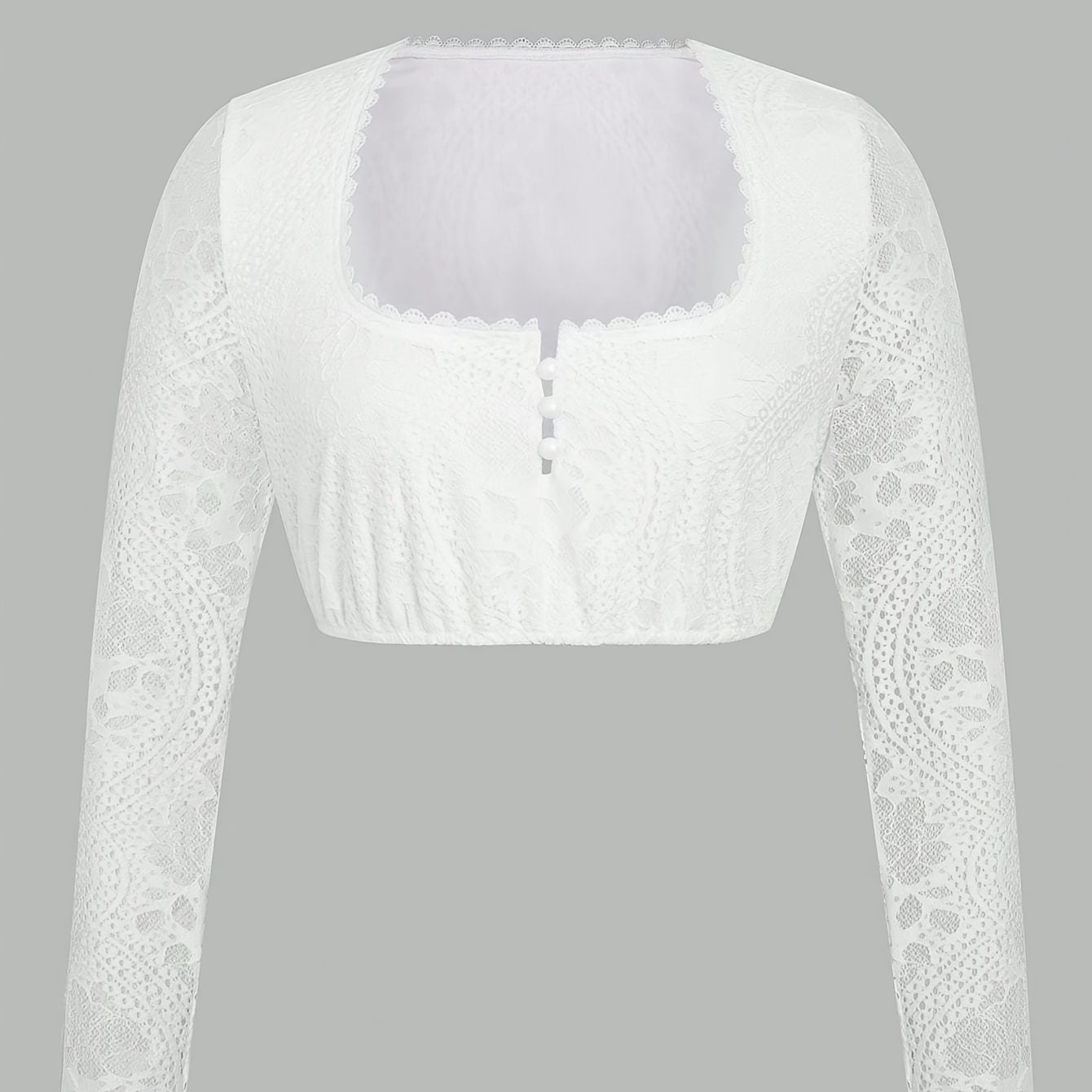 TEMU Bierfest Damenmode Spitzen Langarm Crop Top Verkleidungs-Outfit, Vielseitiges Langarm Crop Top - Weihnachten, Black Friday Feiertagsbekleidung