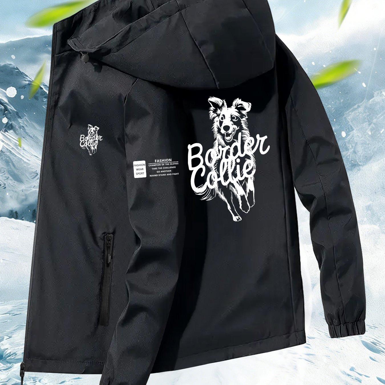 TEMU Suitable For Outdoor Travel And Hiking, Featuring A Border Collie Pattern, Made From Lightweight And Durable Fabric For , An Jacket For Outdoor
