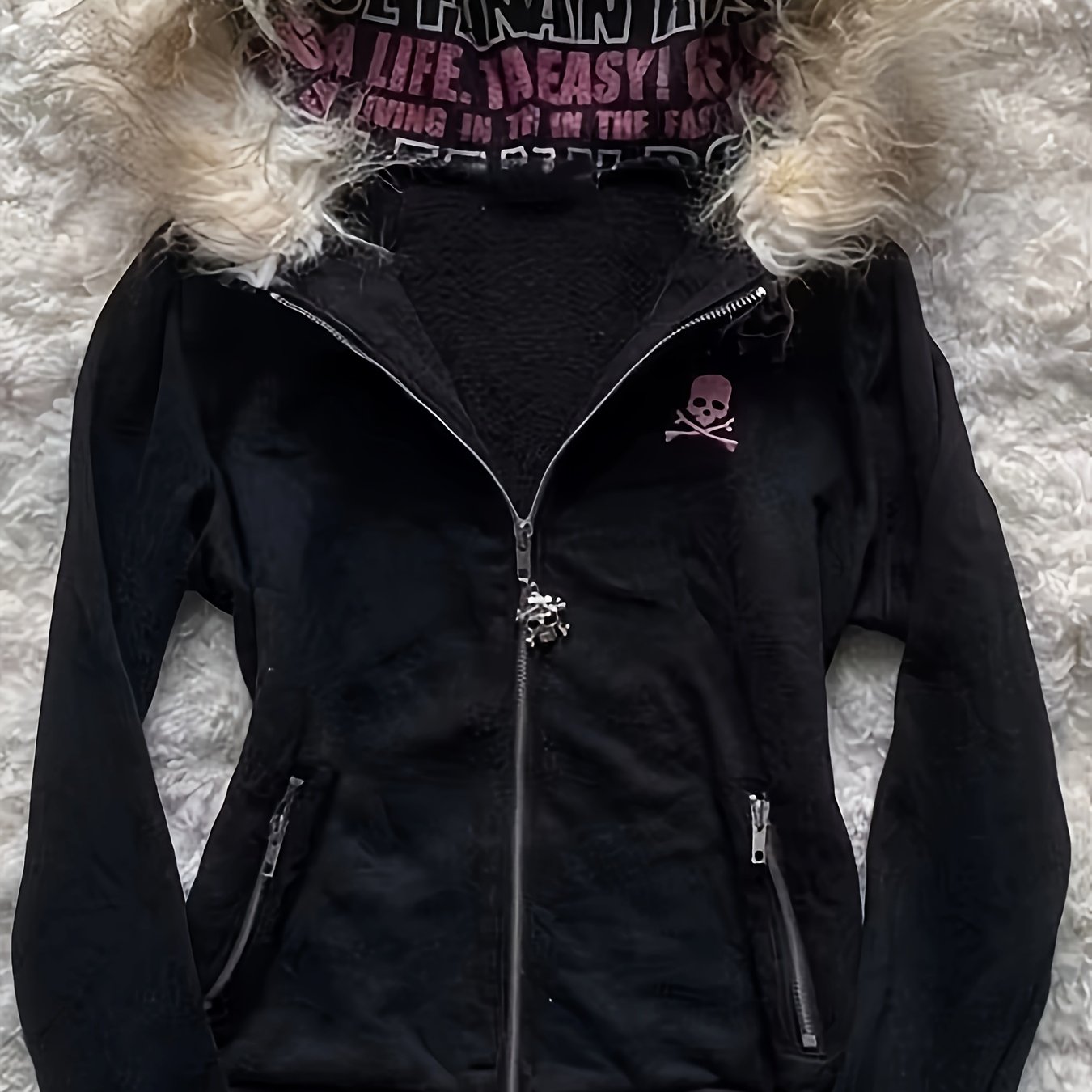 00s y2k fur zip hoodie gimmick lgb 短丈 00s y2k fur zip hoodie