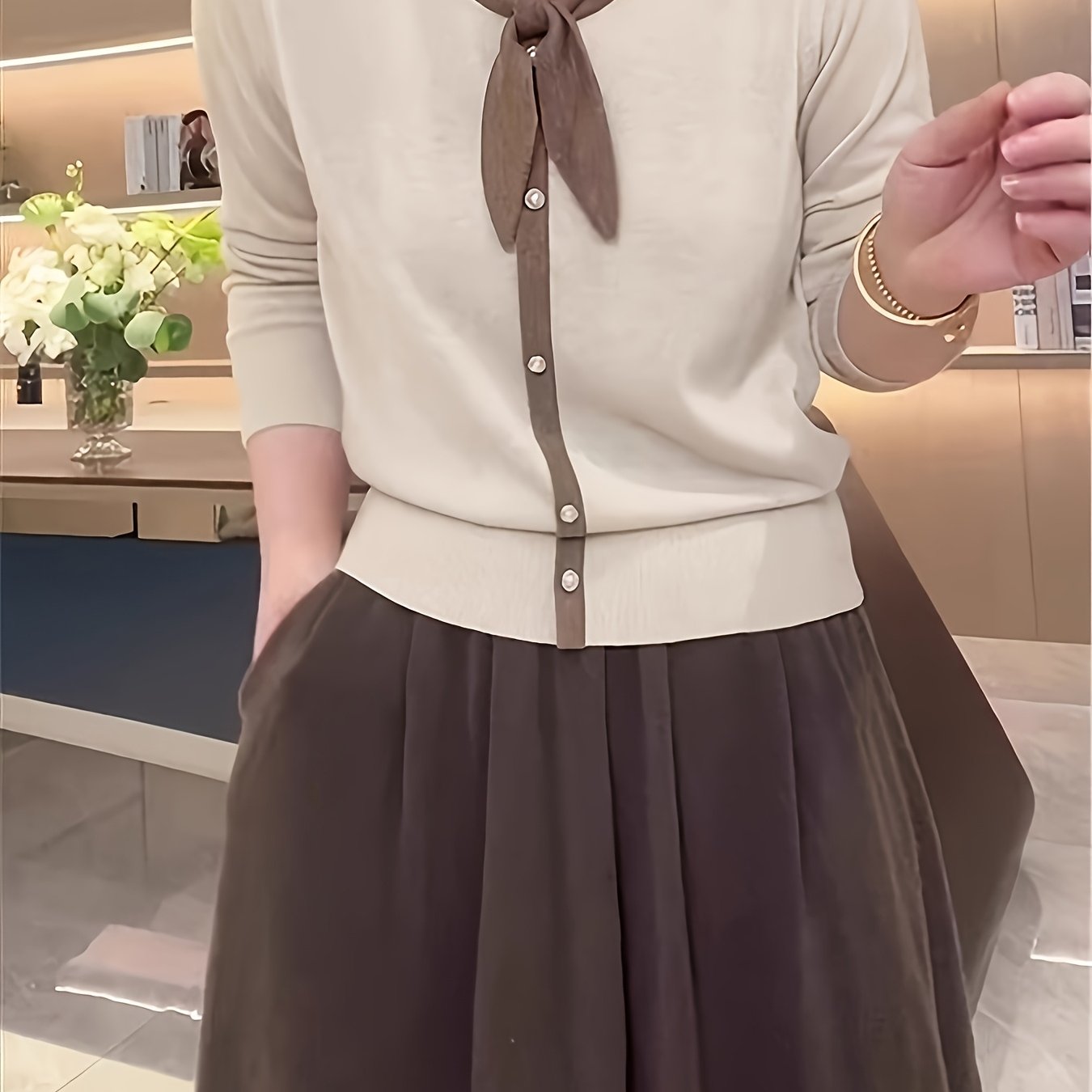 E-shop Damen Cardigan, Neuer Einreihiger Knopf Minimalistischer Modischer Jugendlicher Oberteil