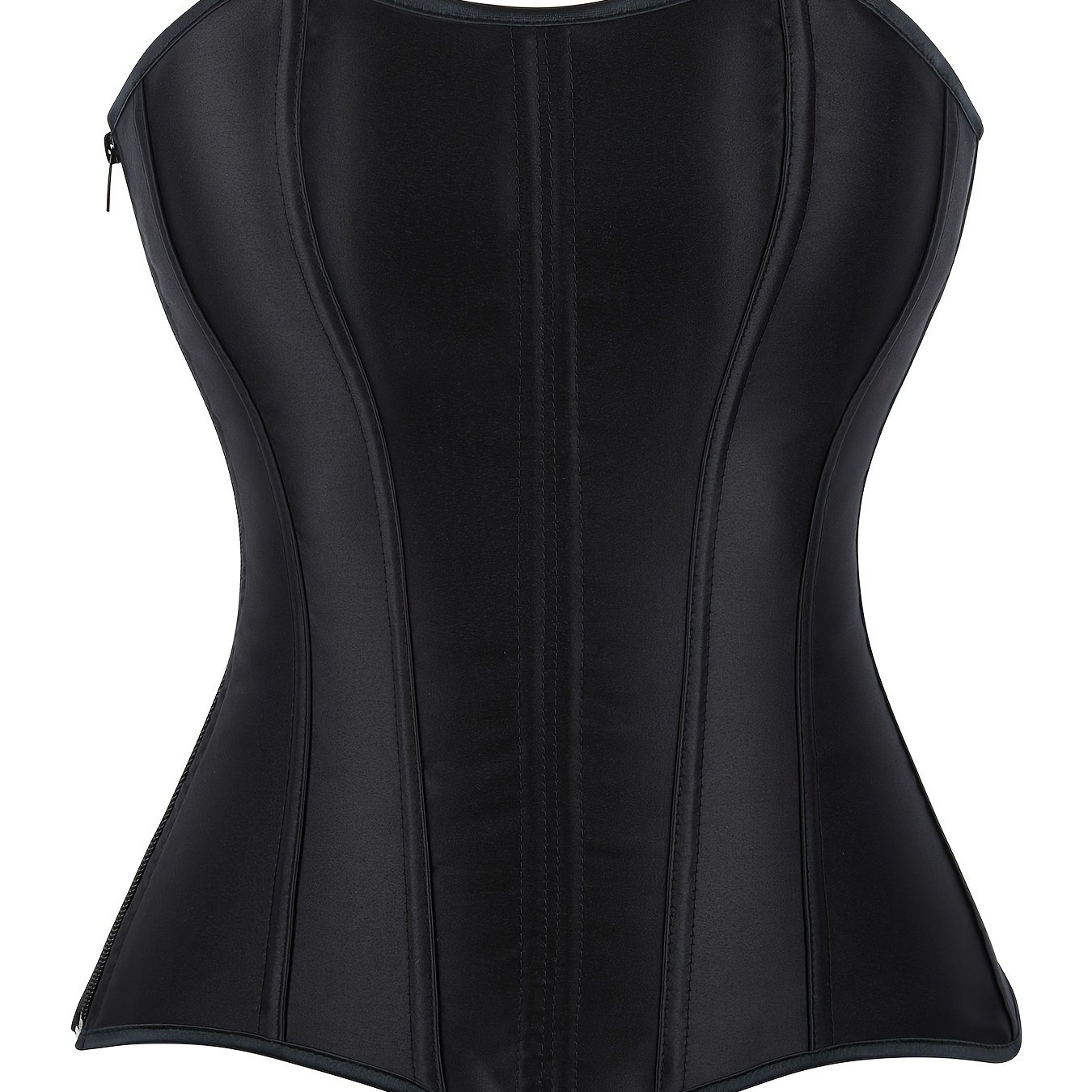 TEMU Overbust Corset Top Bustier Strapless Corset Court 11 Glue Bone Waist Cincher Body Side Zipper Performance Wear Outer Wear Bone Corset