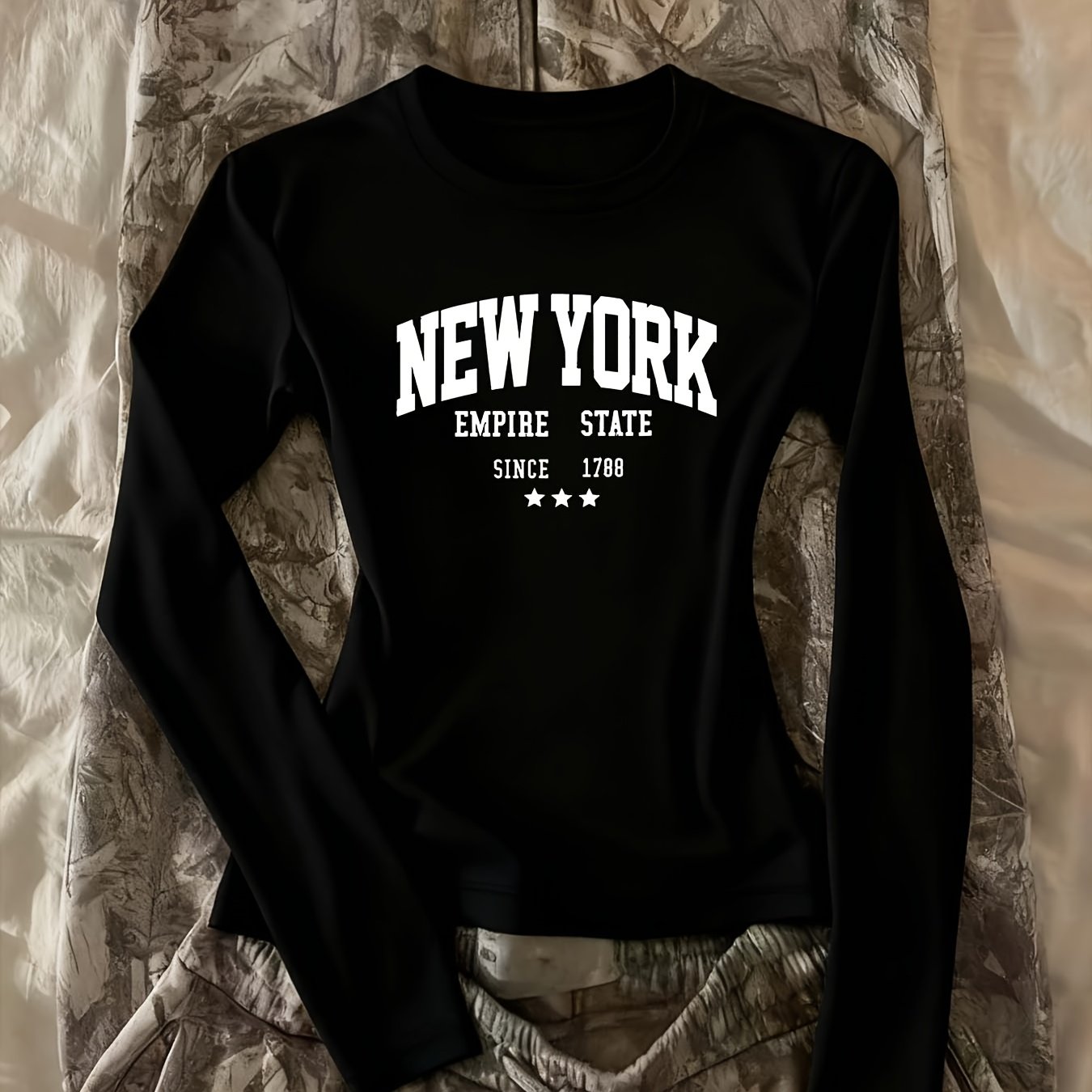 TEMU A Women's Casual Top, European And American Trendy Tight Short Elegant Beautiful Long-sleeved T-shirt Base Shirt, Niche High-waisted Waist