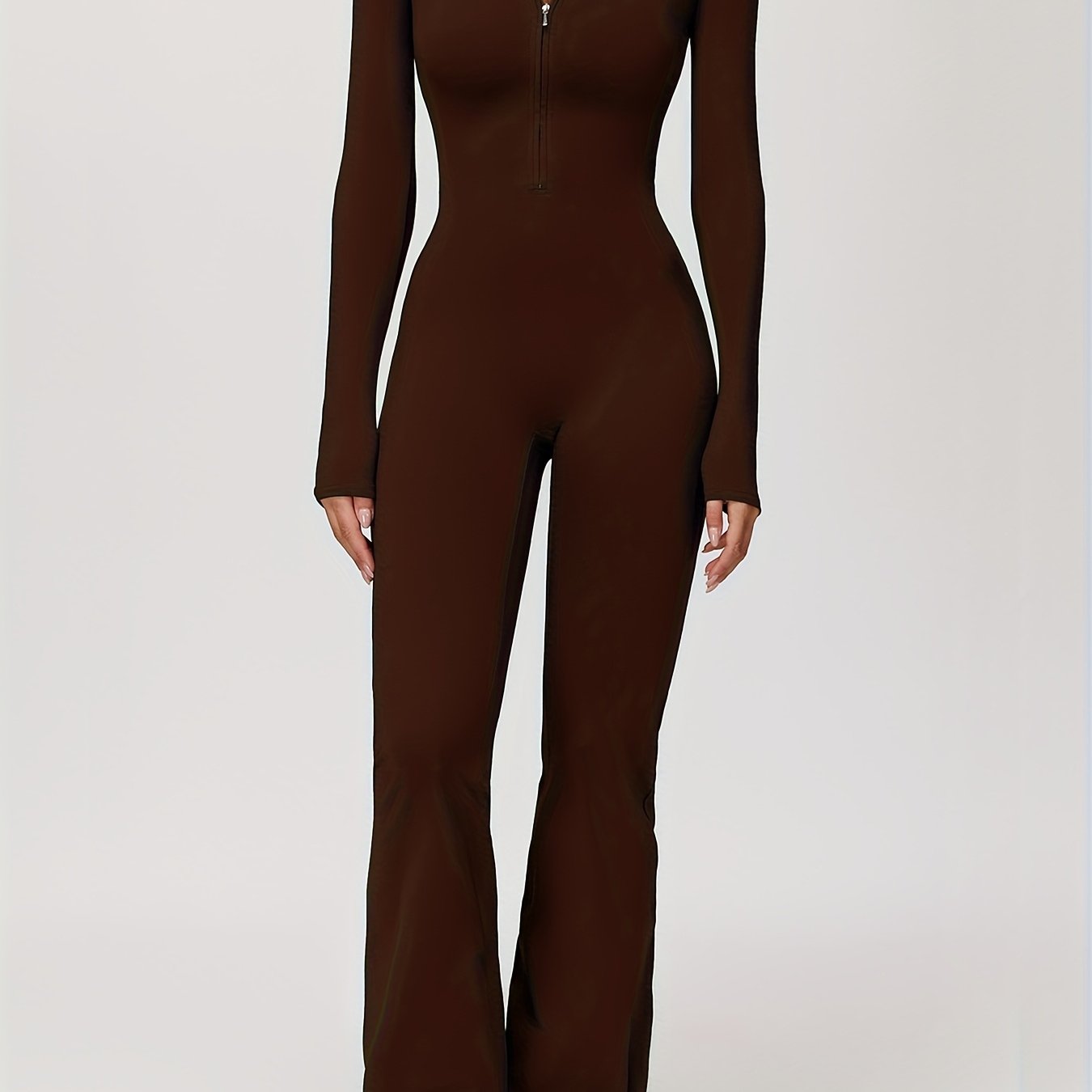 TEMU Lange Mouwen Yoga Wijd Uitlopende Broek Jumpsuit, High- Fitness Workout Eendelig Bodysuit, Dans Casual Jumpsuit