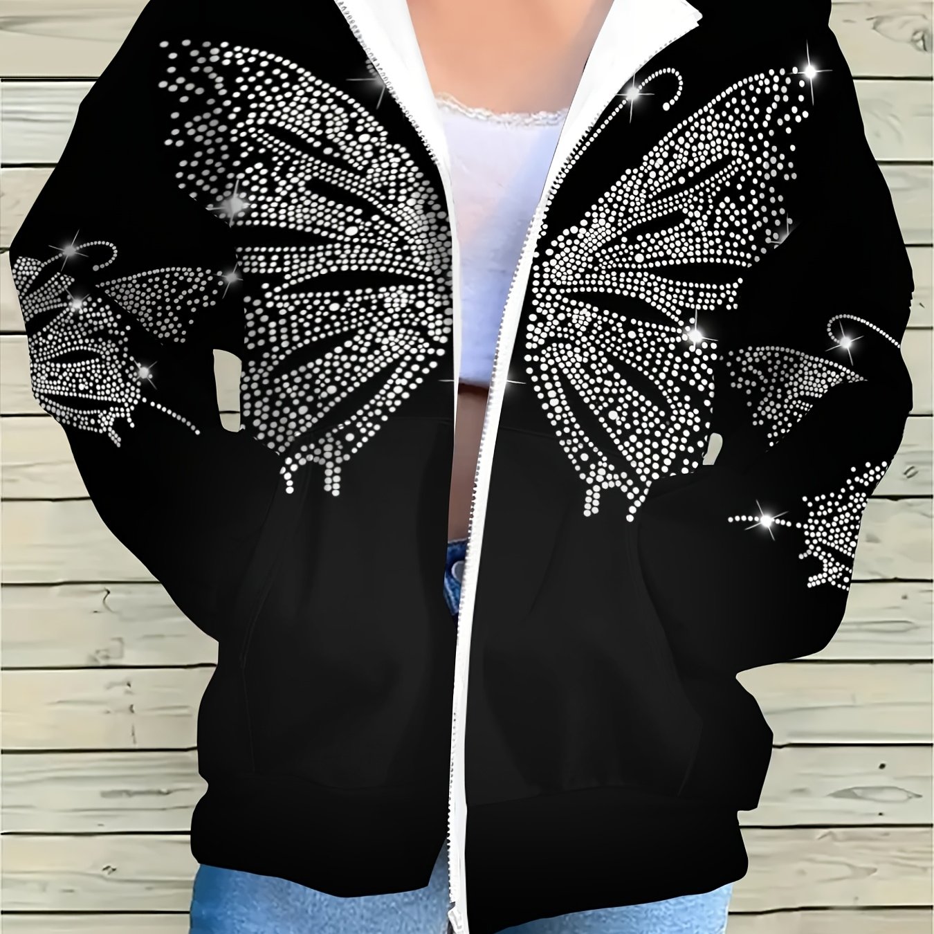 TEMU Trendy Women's Zipper Hooded Sweatshirt, Comfortable, Stylish, And Versatile Long-sleeve Outerwear With For Outdoor