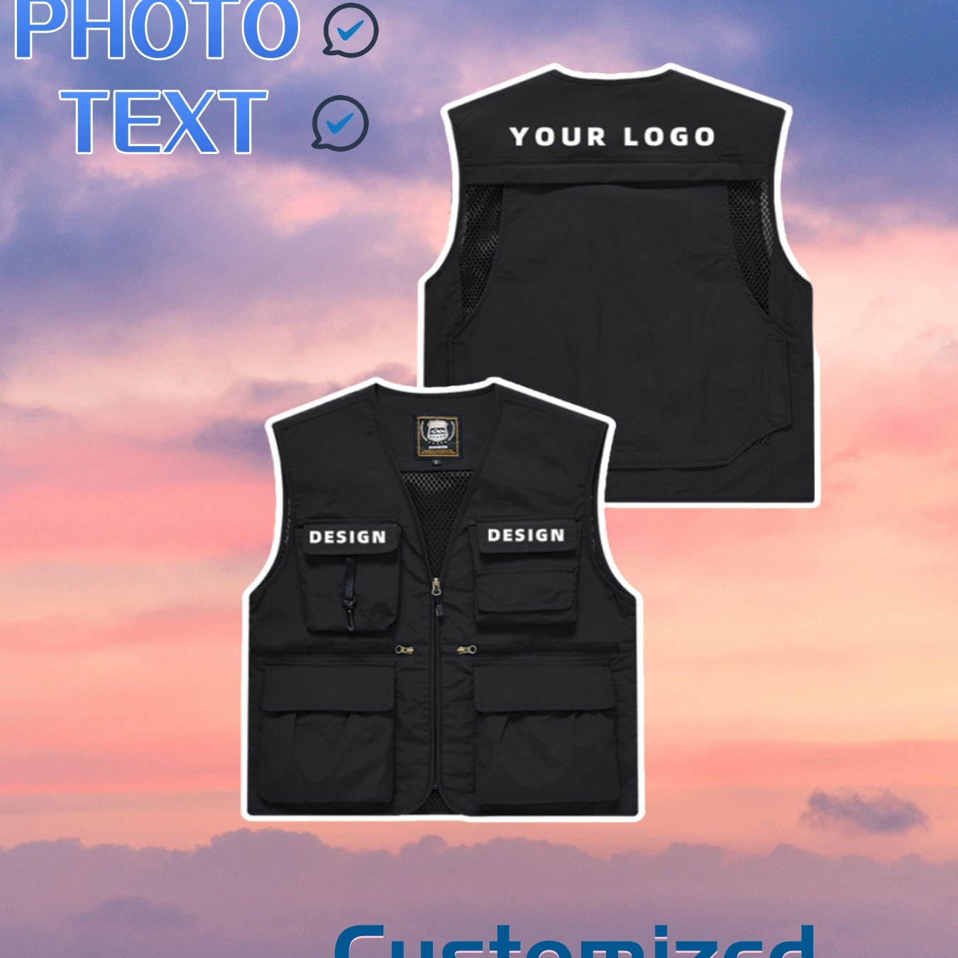 TEMU Gilet personalizzato con logo, divisa da lavoro volontario, gilet da fotografo outdoor, gilet stampato multi-, outdoor