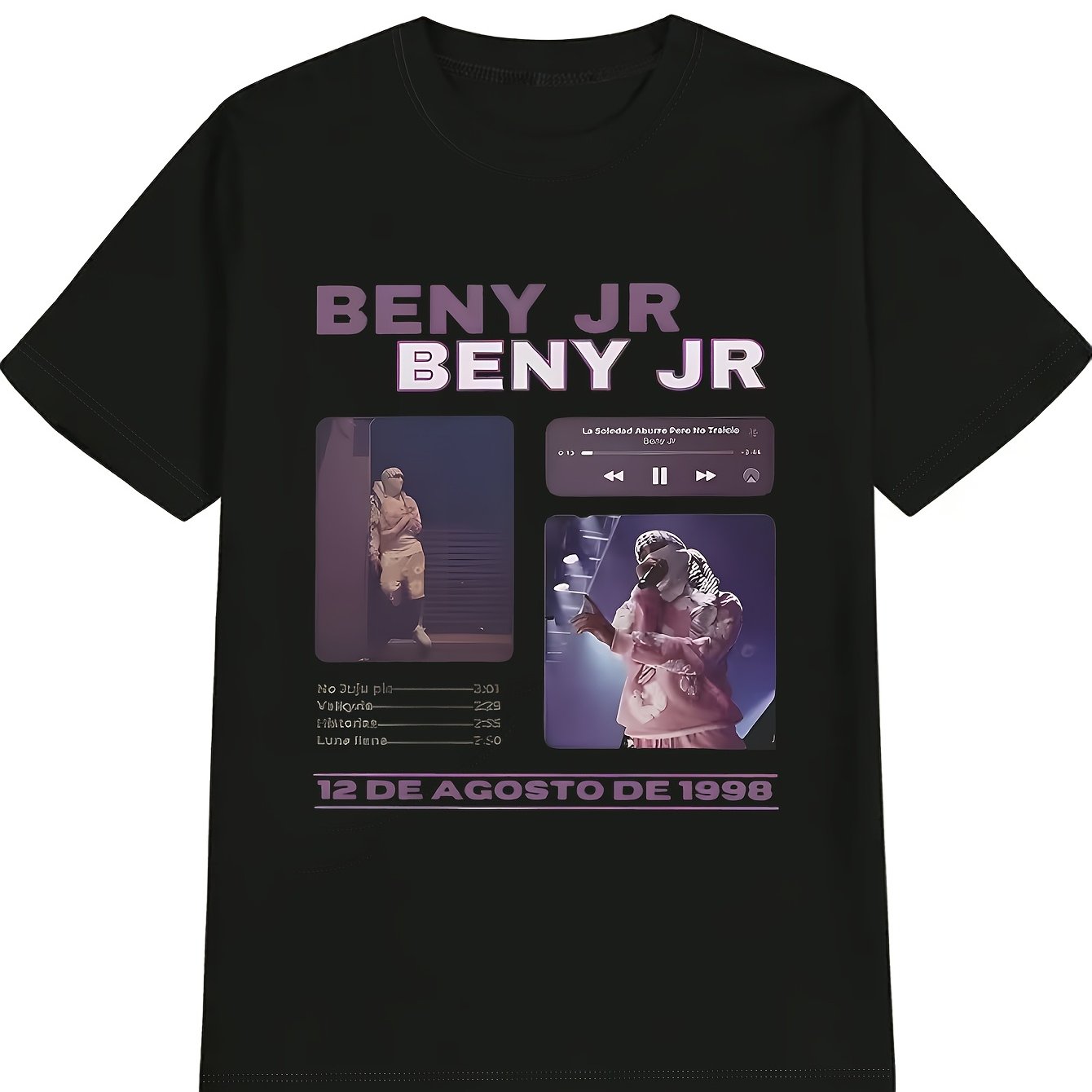 TEMU 1 Camiseta de manga corta para mujer Beny Jr con estampado de cubierta de álbum, que de retro, un top holgado que es elegante y versátil, y