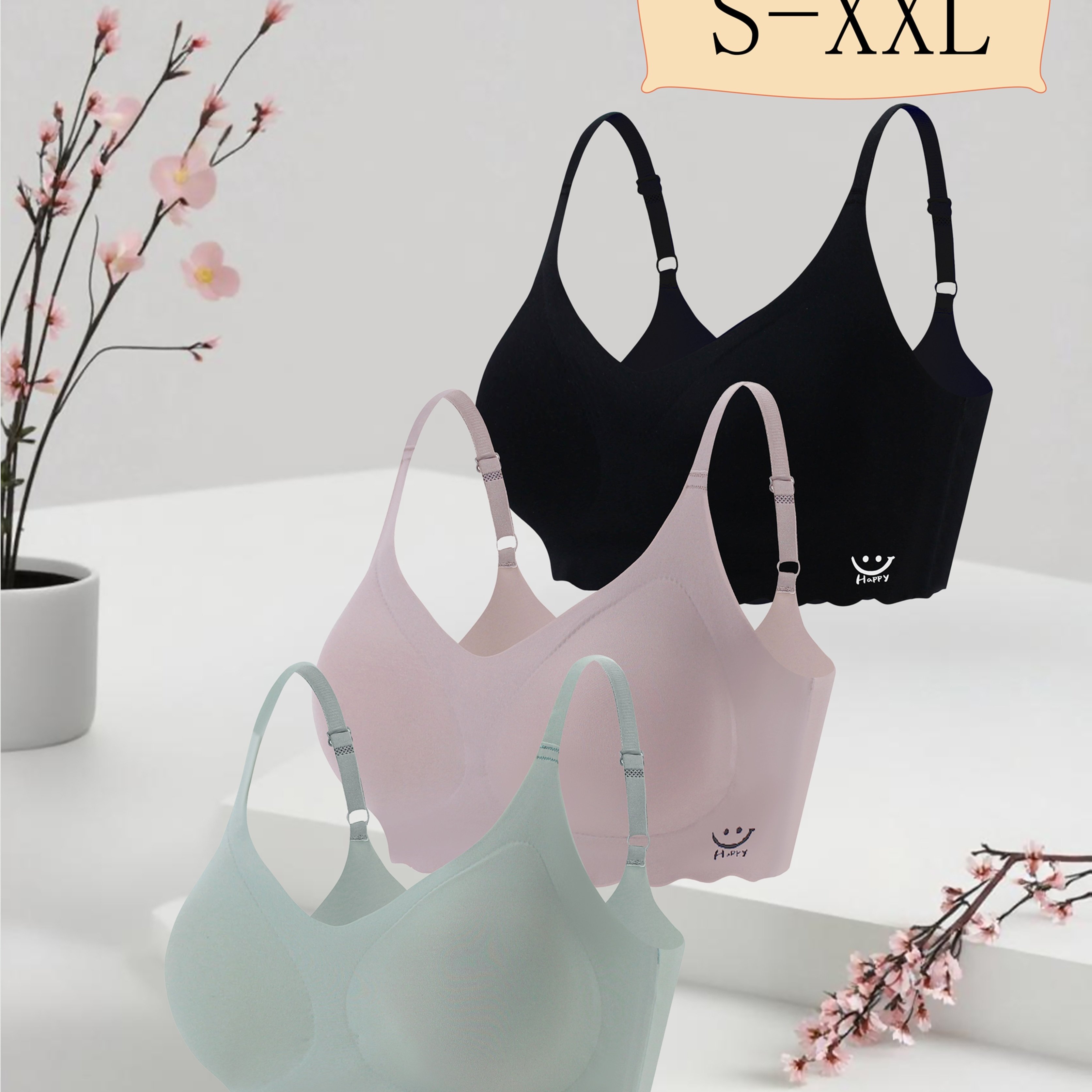 3pcs Seamless Strapless Bra Set