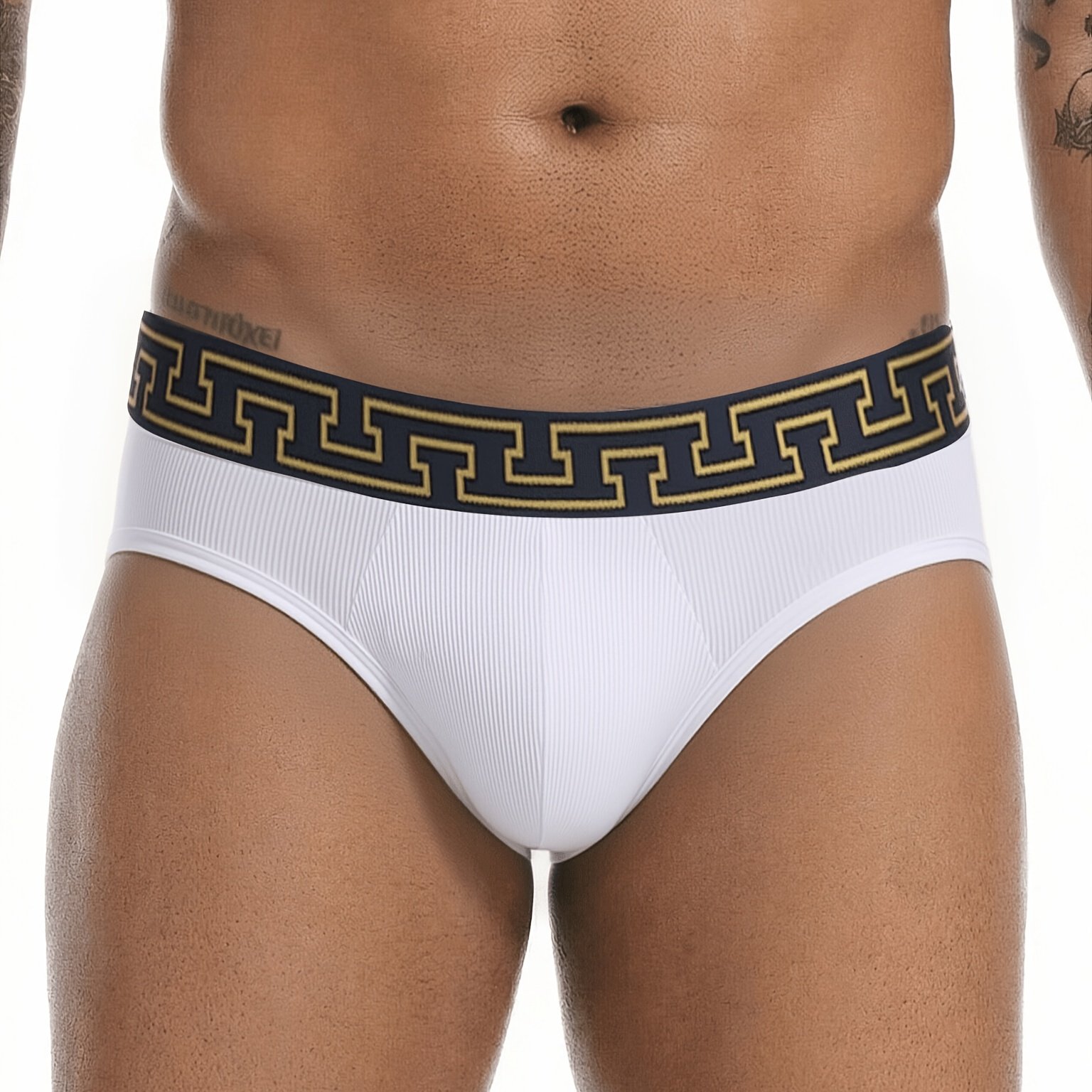 TEMU 1pc Men's Low-rise Briefs, Striped Fabric, Comfortable, Breathable & High Elasticity